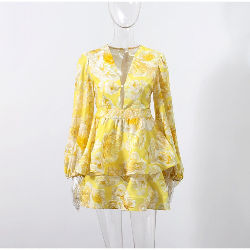 RICARDO FLORAL PRINT MINI DRESS FOR PARTY