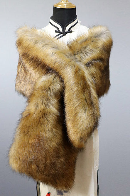 VICTORIA FAUX FUR SHAWL FOR WEDDING EVENING WRAP