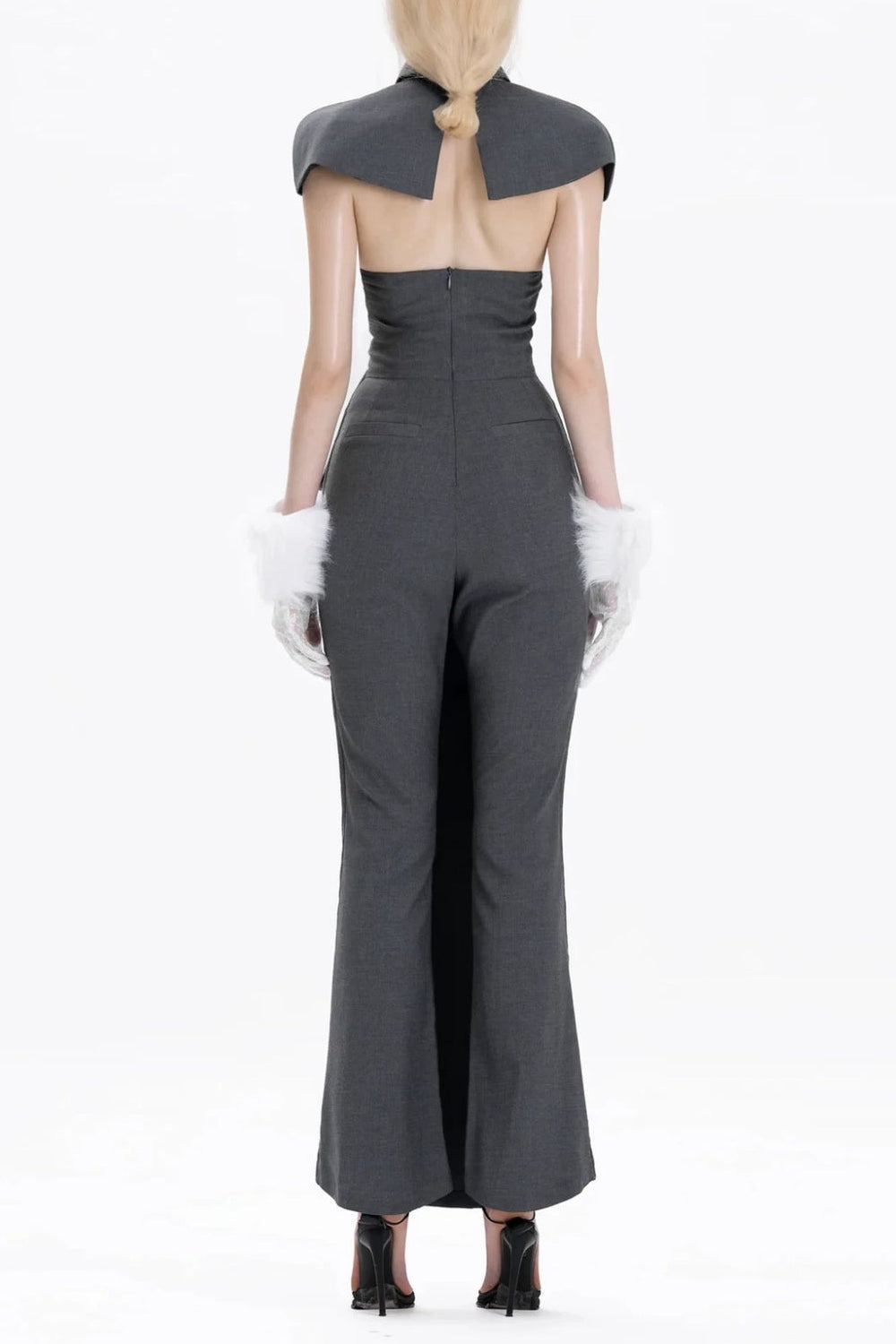 DOUBLE-BREASTED STRAPLESS SUIT, GREY, WEDDING