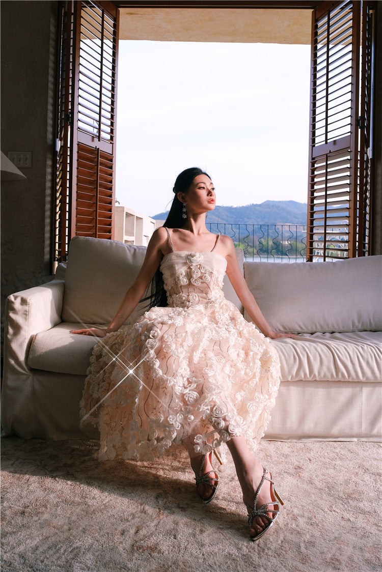 LEAH SLEEVELESS FLORAL MIDI DRESS FOR WEDDING