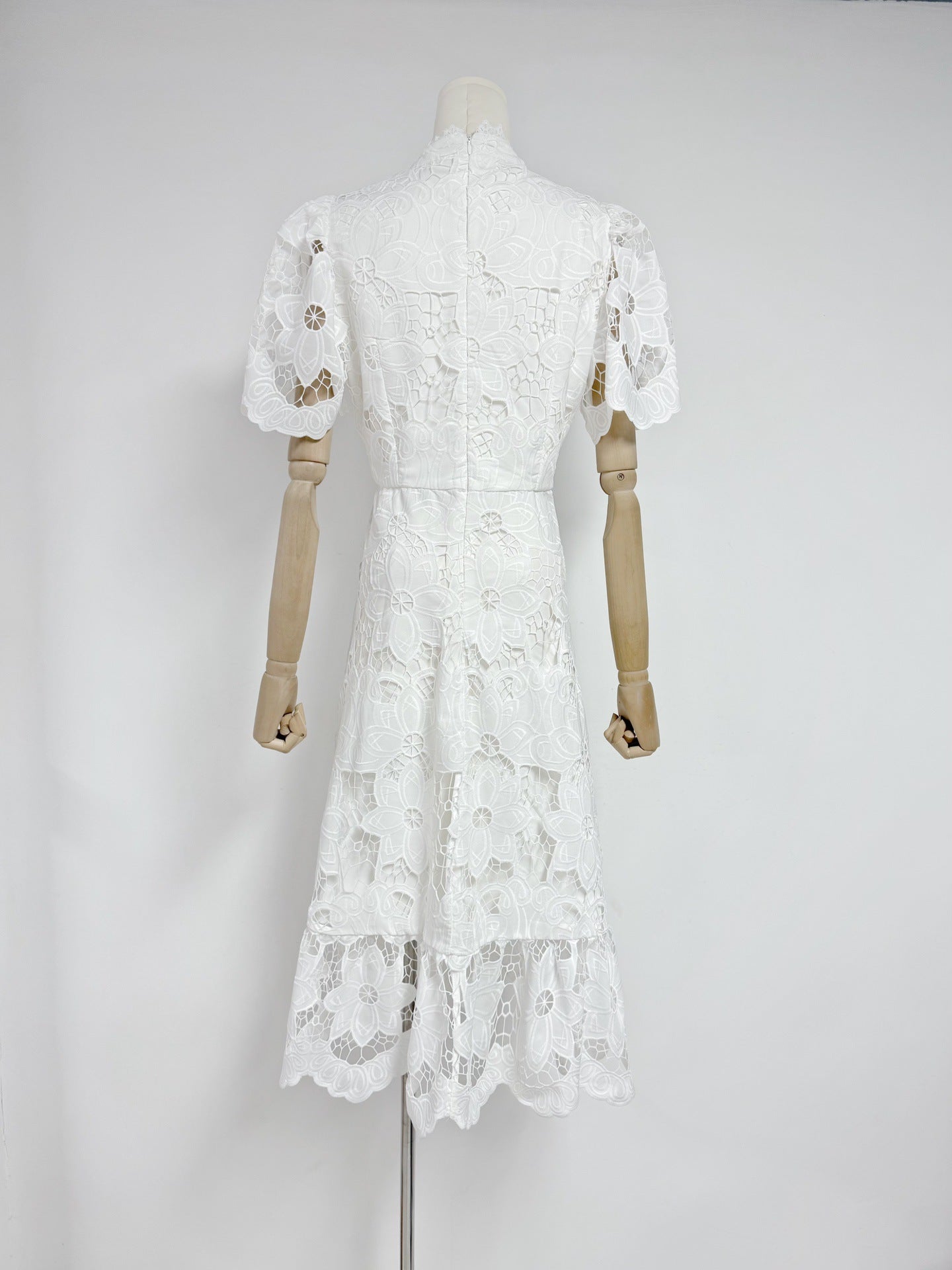 JESSICA LACE LAYERED MIDI DRESS - WHITE WEDDING GUEST