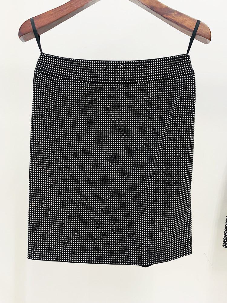 PATCHWORK RHINESTONE MINI SKIRT BLACK PARTY