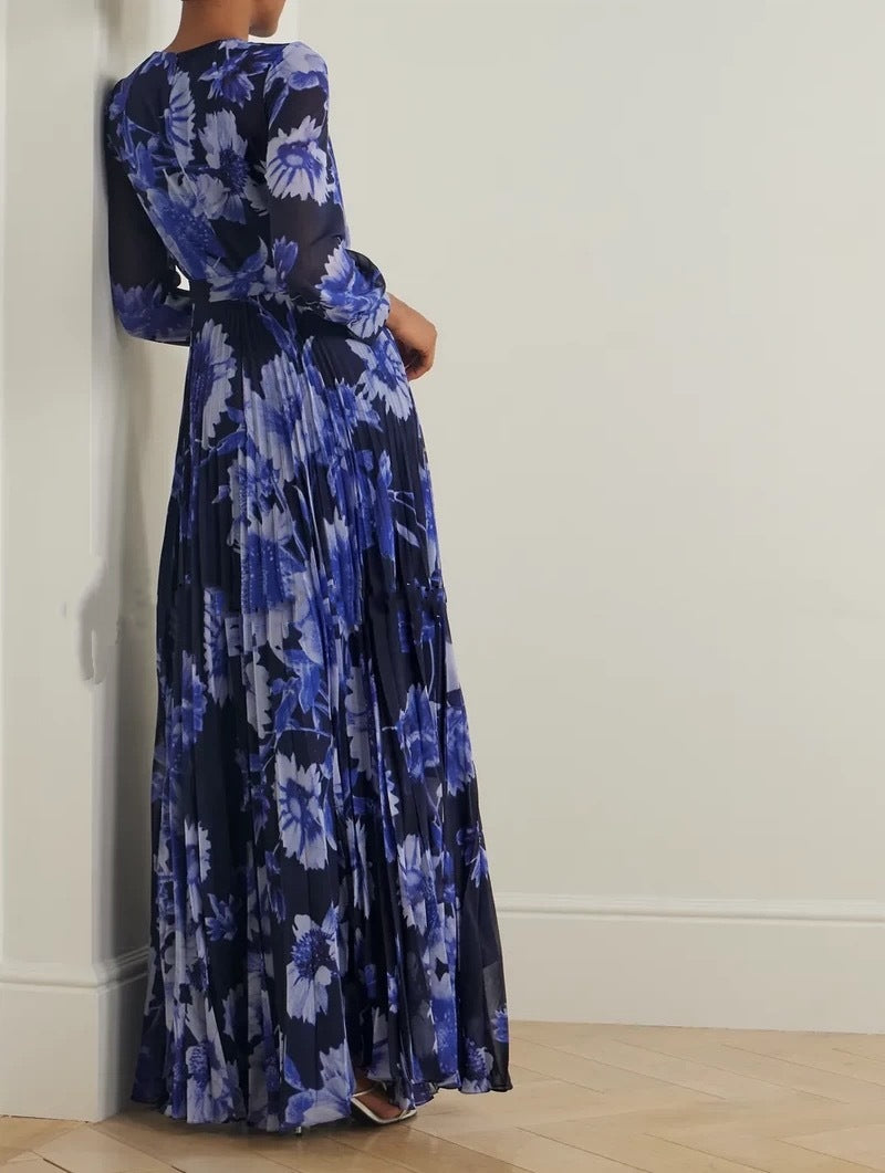 JACQUELINE V-NECK SILK MAXI DRESS BLACK