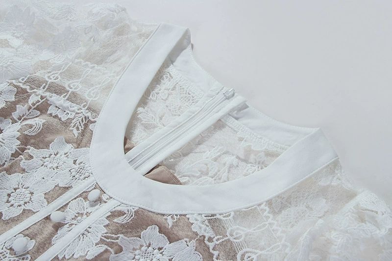 V-NECK LACE MINI DRESS WHITE WEDDING SHOWER