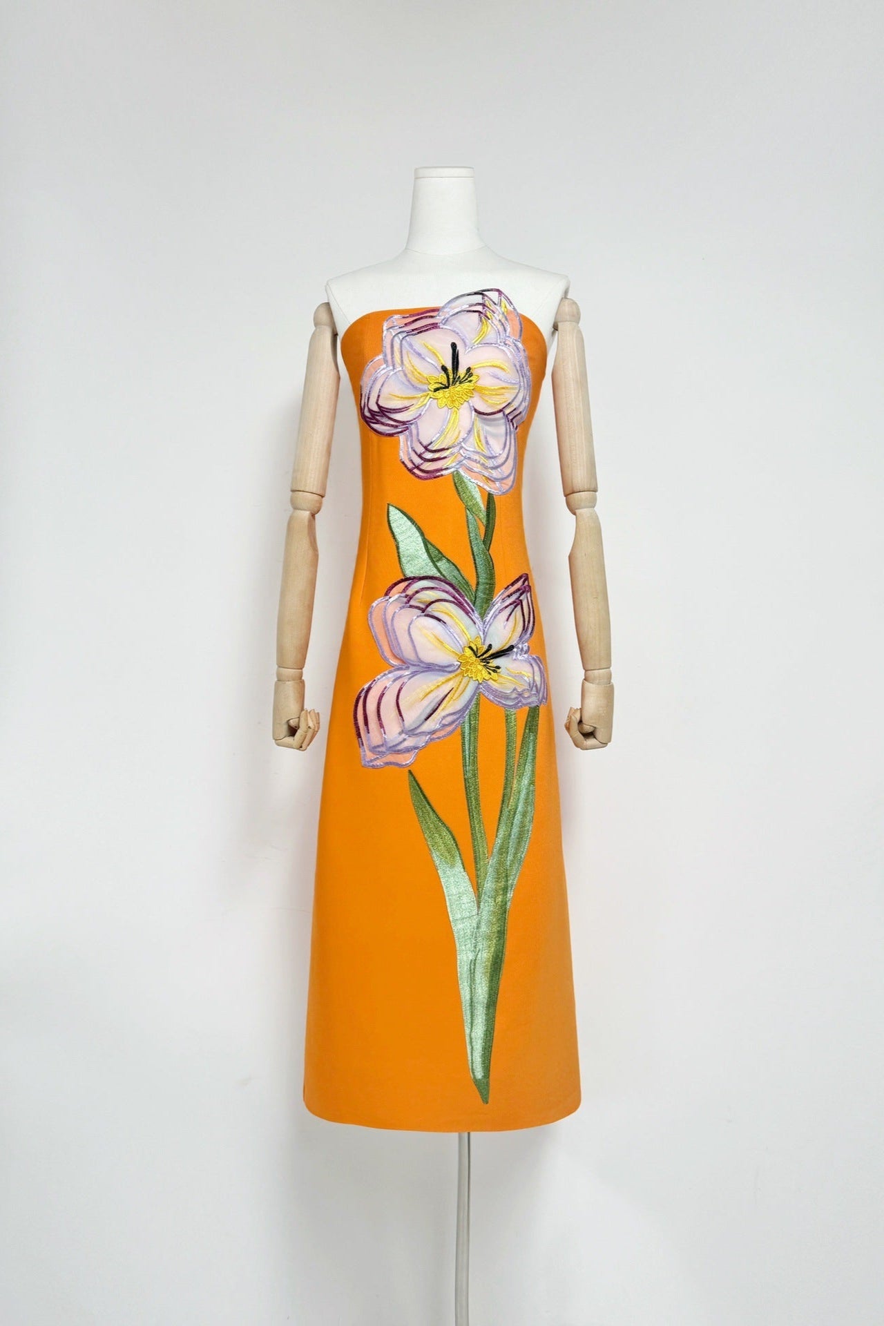 SUZANNE ORANGE FLORAL BUSTIER MAXI DRESS
