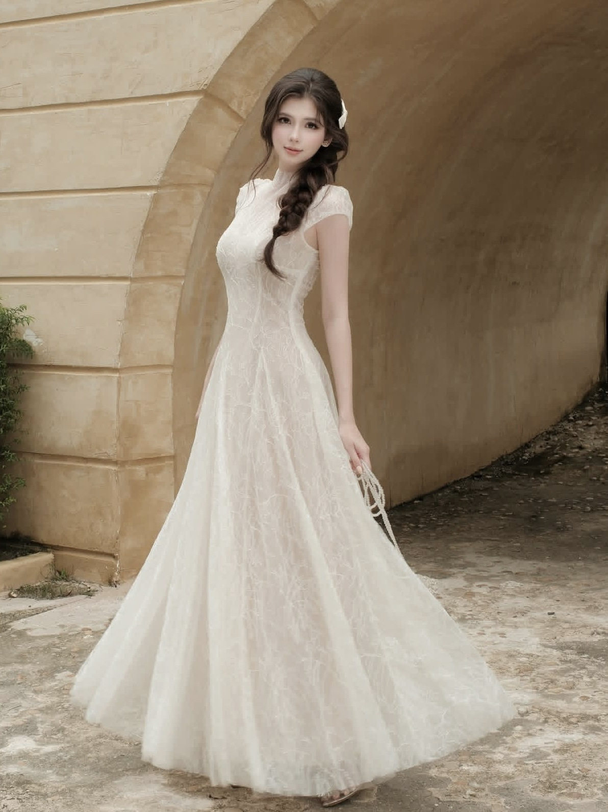 LACE SEQUIN A-LINE MIDI DRESS FOR PARTY