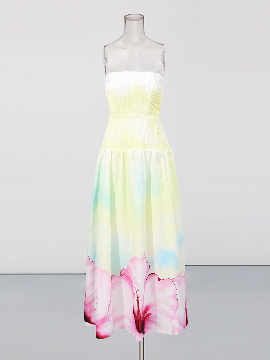 LAUREL GRADIENT YELLOW TUBE TOP MAXI DRESS