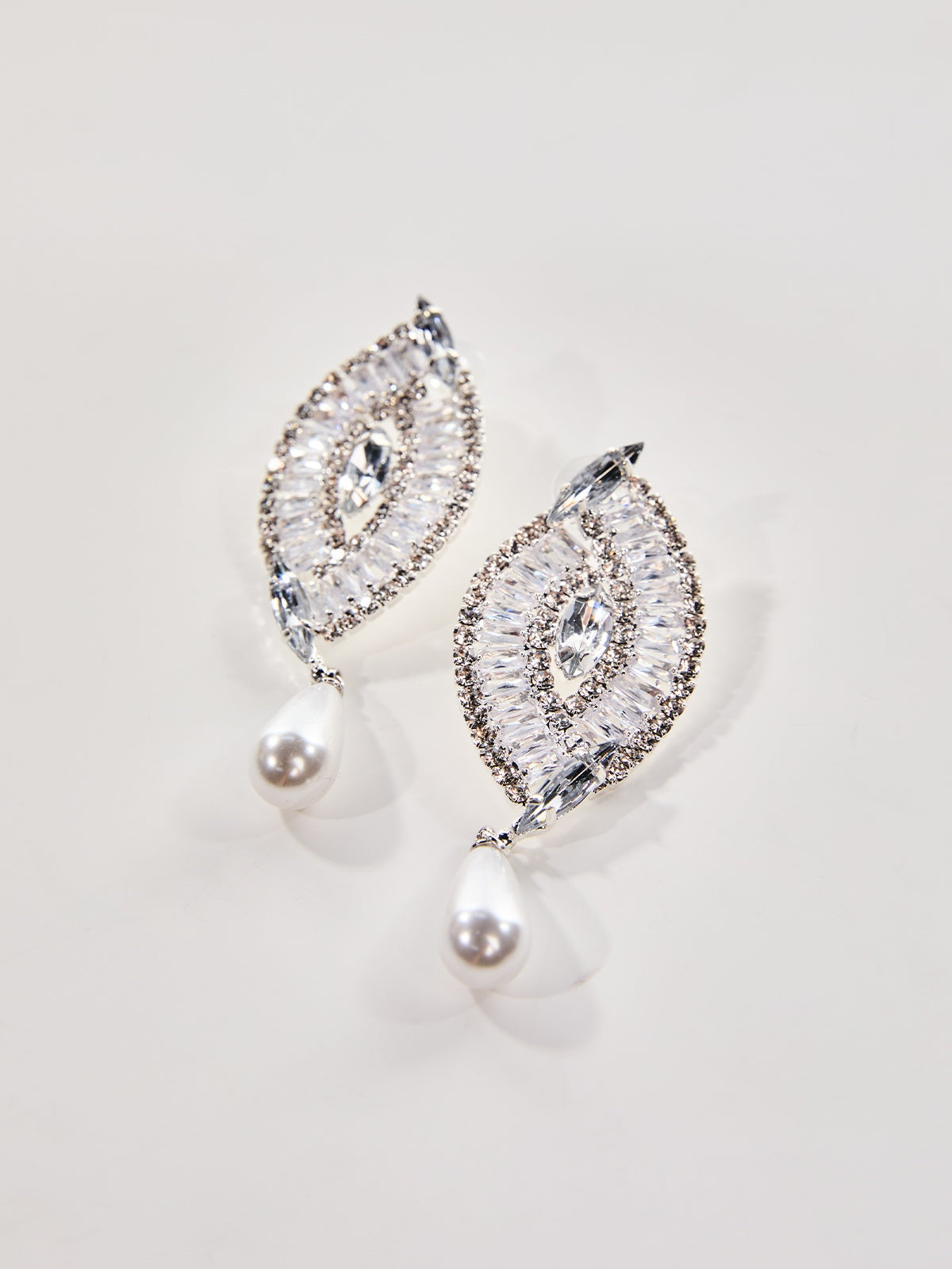 OAELIX RHINESTONE PEARL DROP EARRINGS FOR WEDDING