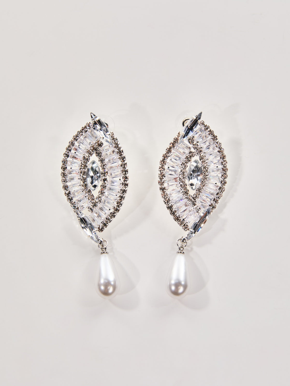 OAELIX RHINESTONE PEARL DROP EARRINGS FOR WEDDING