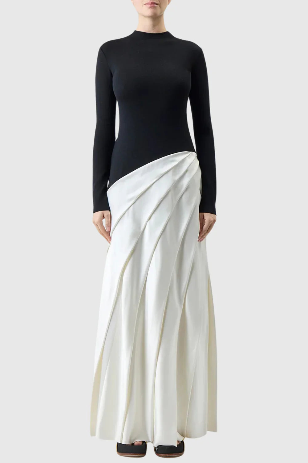 OARLENE PANELED PLEATED MAXI DRESS