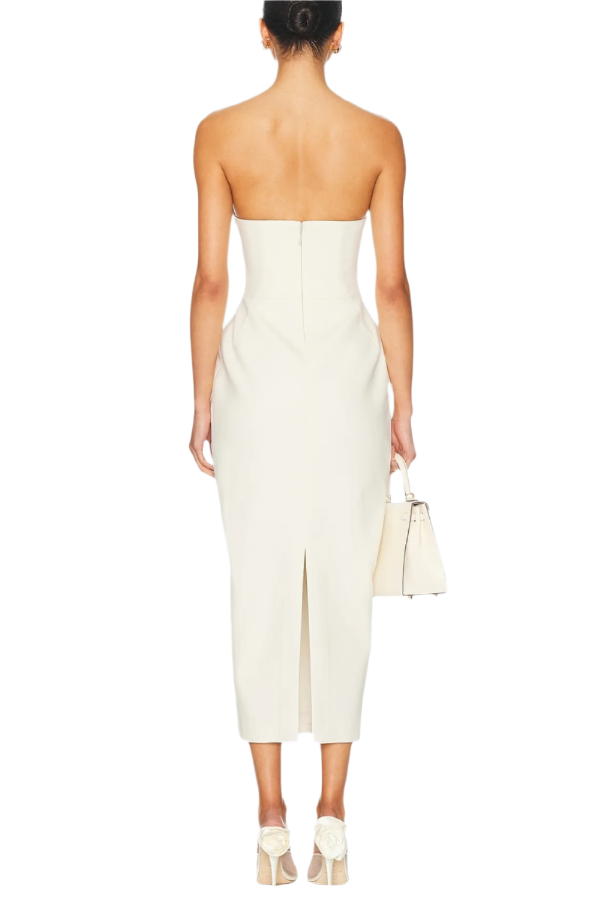 BOW STRAPLESS WHITE MAXI DRESS FOR PARTIES