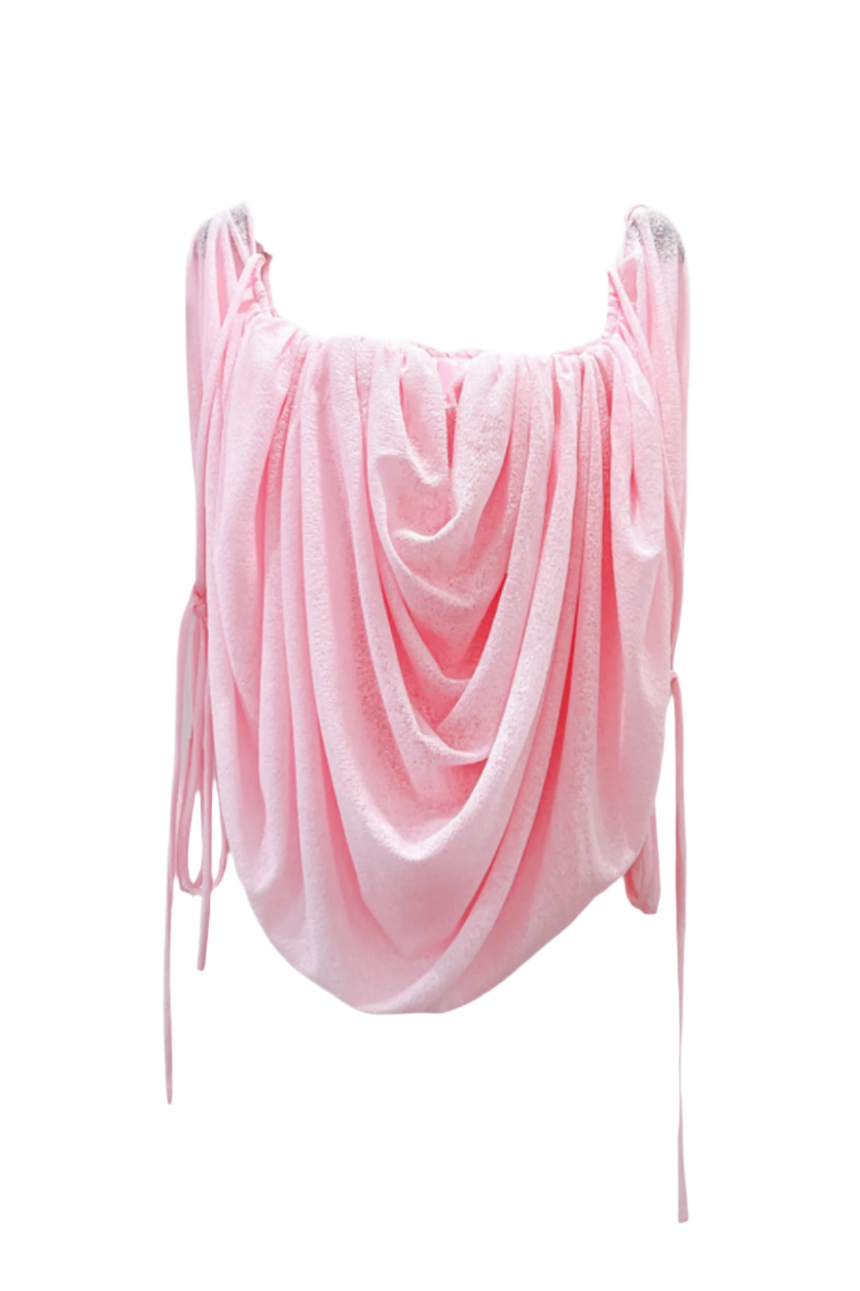 ODRUTA OFF-SHOULDER DRAPED TOP - PINK