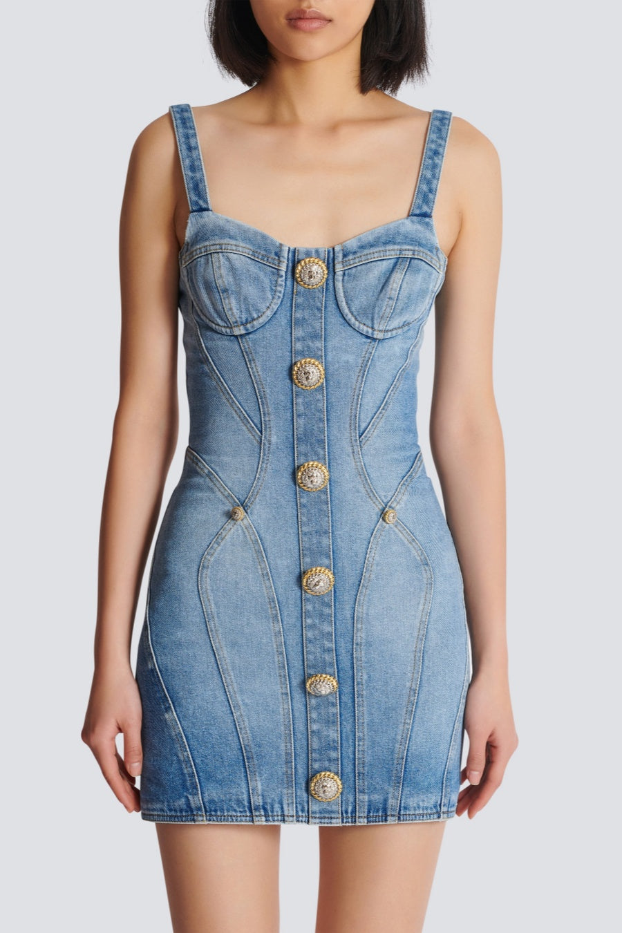 OganaGoldButtonedDenimMiniDress5 OGANA GOLD BUTTON DENIM MINI DRESS, CASUAL