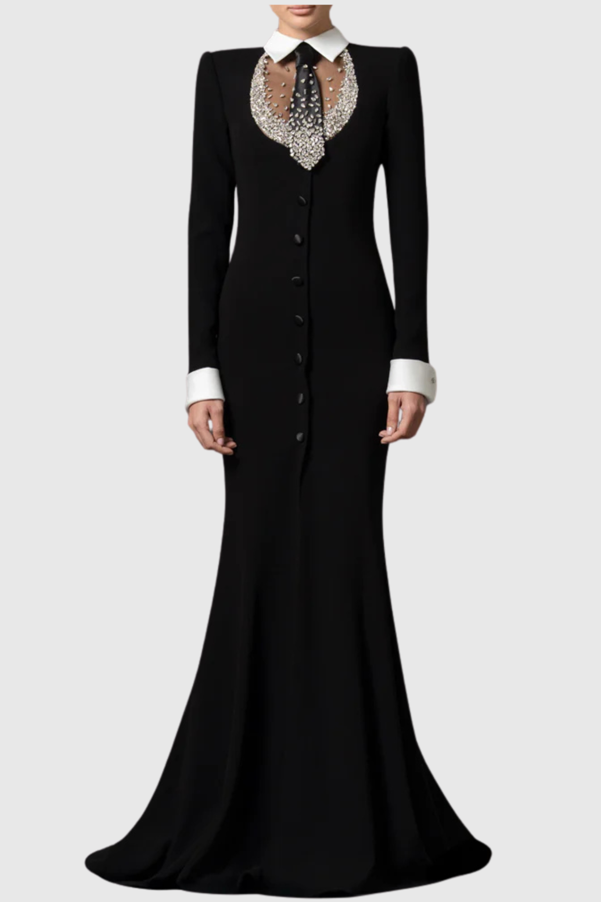 OiennaTieCrystalEmbellishedMaxiDress3 LORRAINE CRYSTAL MAXI DRESS BLACK FORMAL EVENING