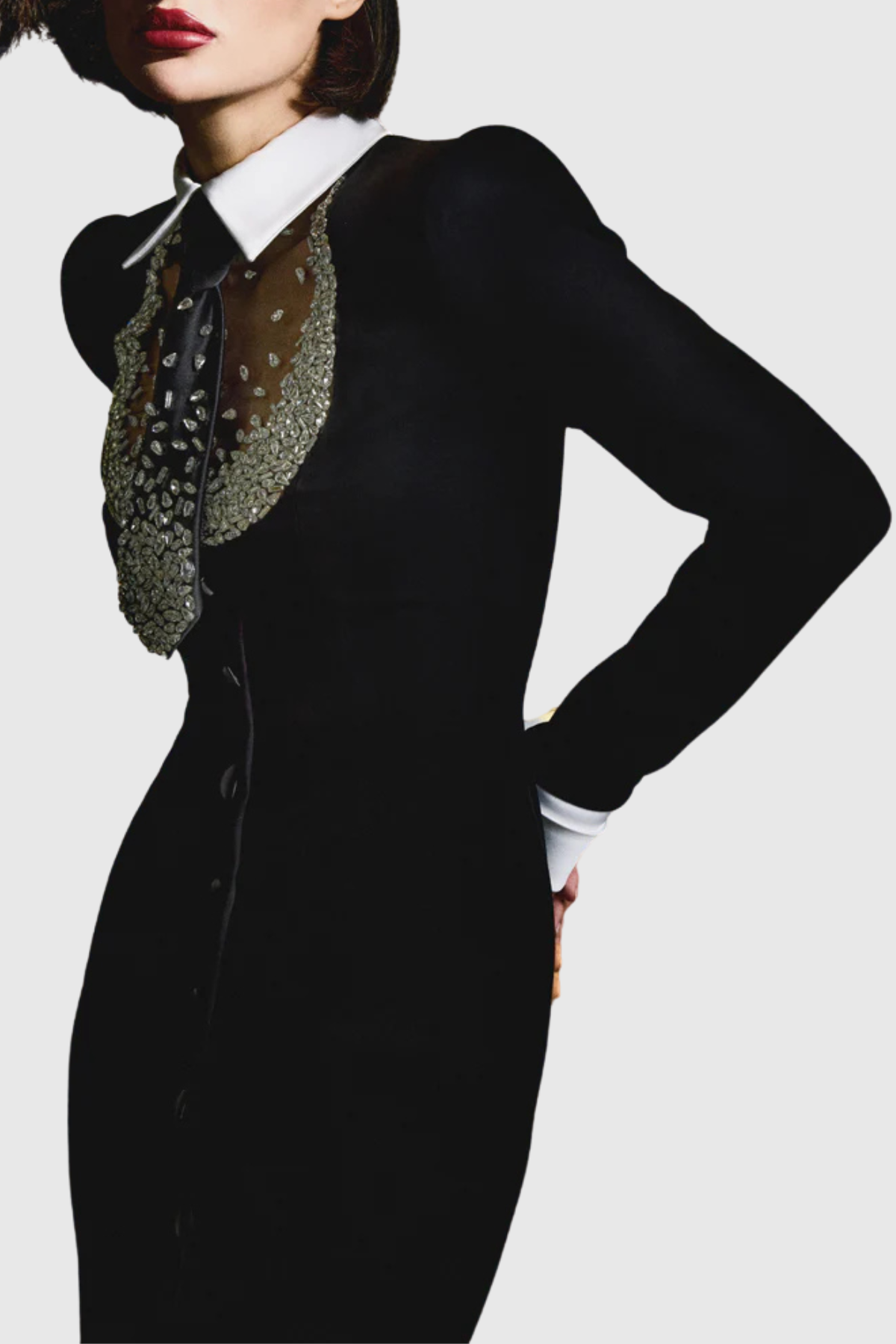 LORRAINE CRYSTAL MAXI DRESS BLACK FORMAL EVENING