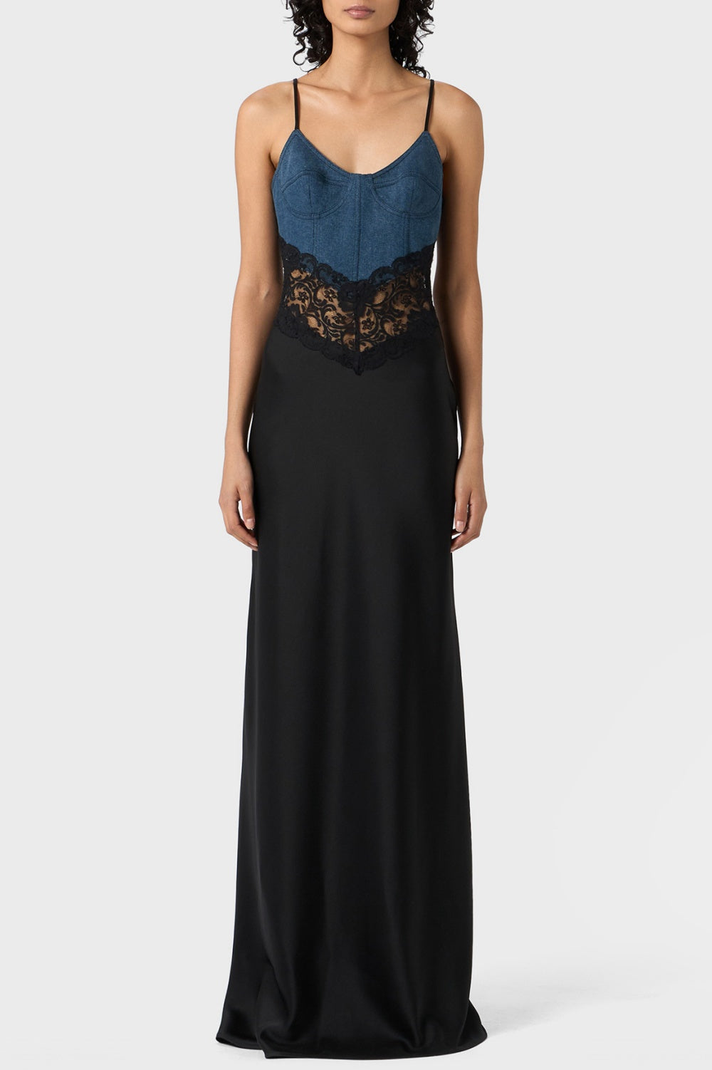 OLATHE LACE SATIN MAXI DRESS FOR EVENTS