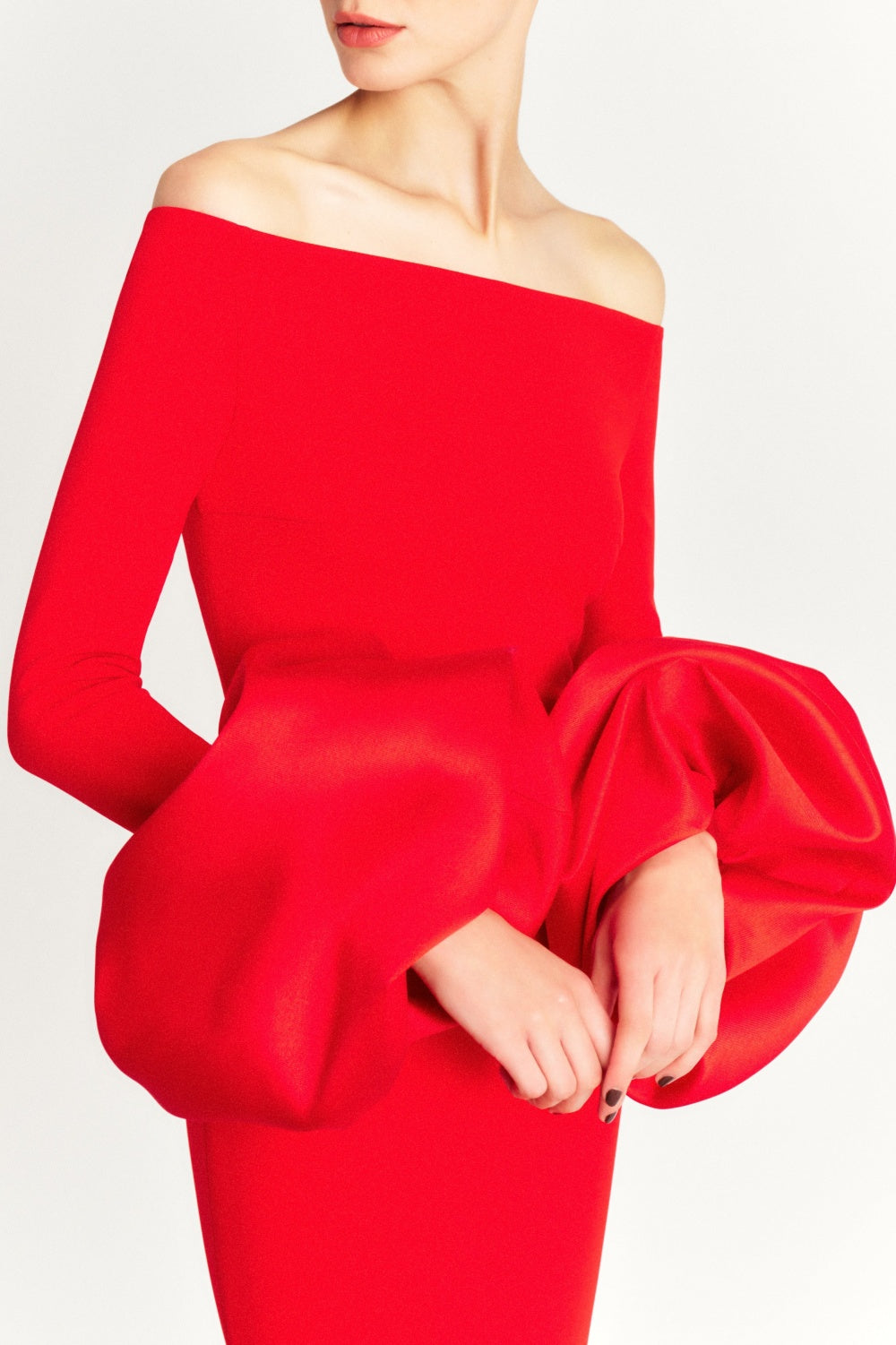 OLINDAN OFF-SHOULDER MAXI DRESS RED