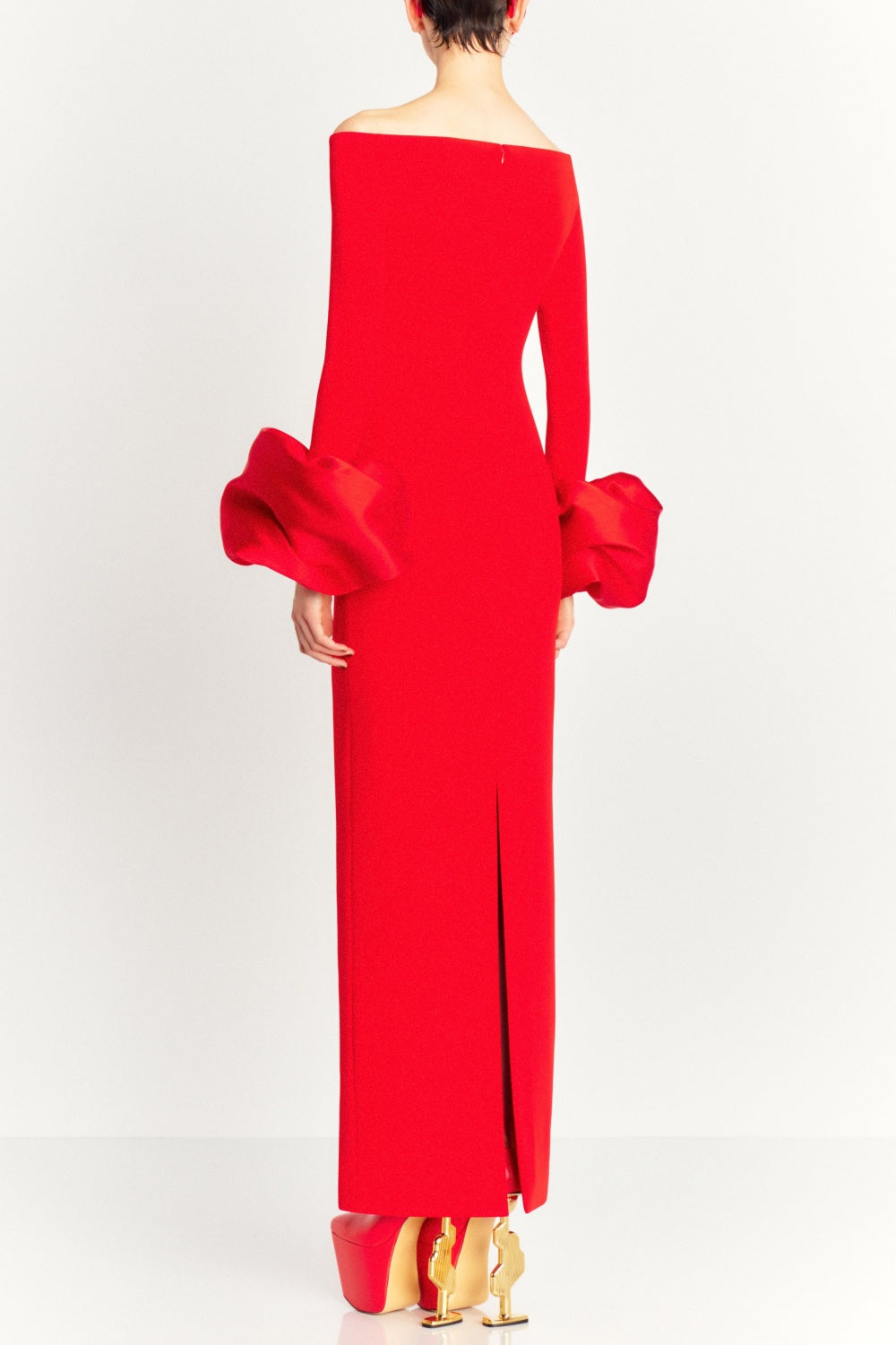 OLINDAN OFF-SHOULDER MAXI DRESS RED