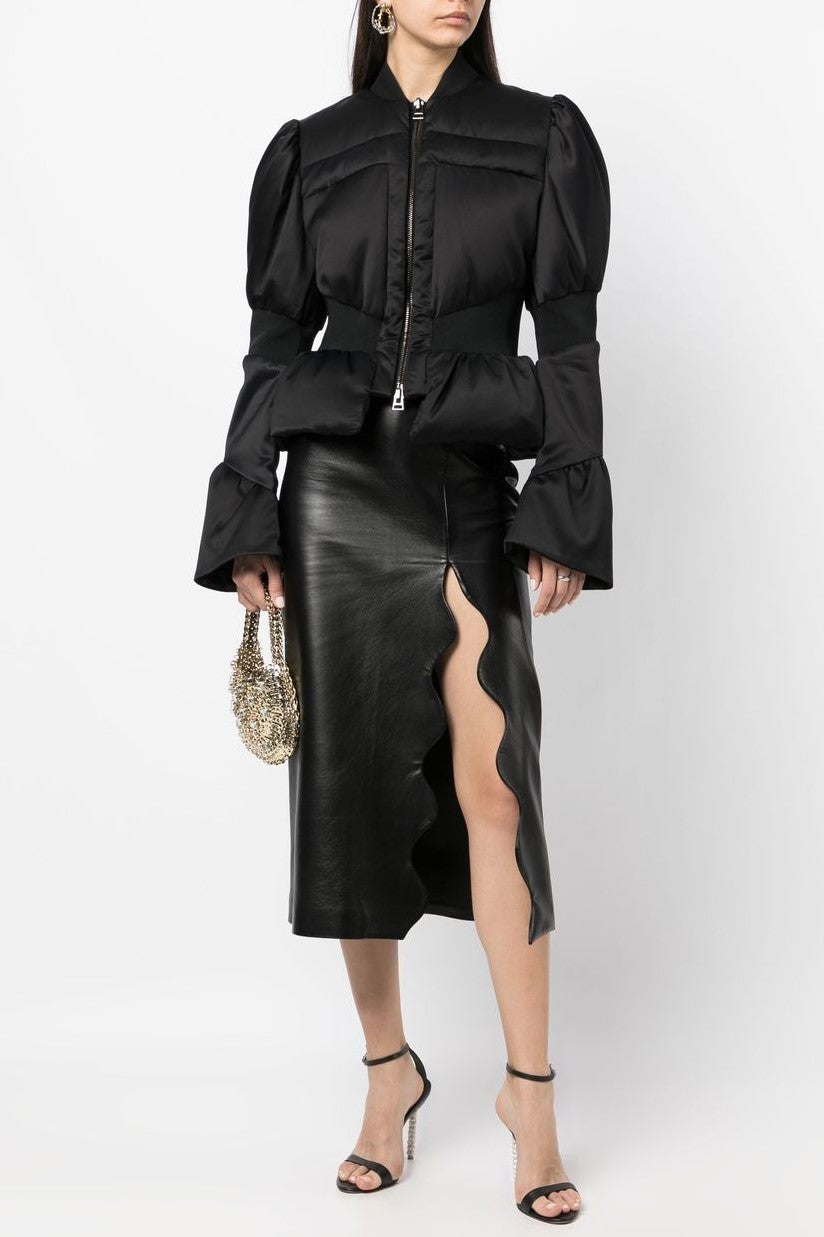 OlivePaddedSatinPeplumJacket_6 OLIVE SATIN PEPLUM JACKET | PADDED PARTY BLAZER