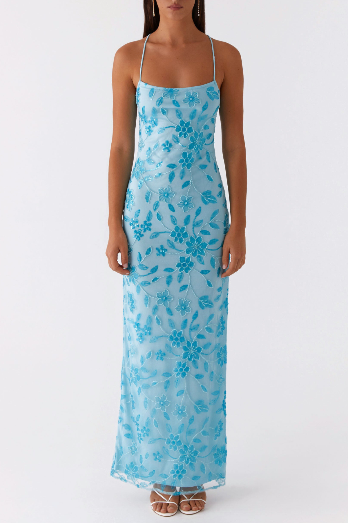 OngusFloralSequinMaxiDress-Blue2 FLORAL SEQUIN MAXI DRESS - BLUE, PARTY EVENING GOWN