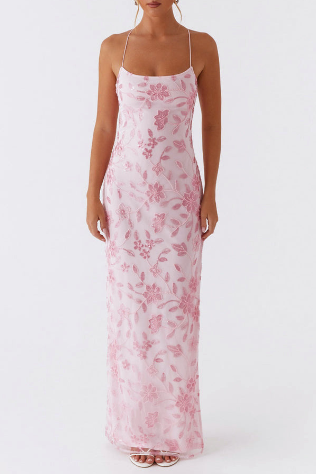 OngusFloralSequinMaxiDress-Pink3 FLORAL SEQUIN MAXI DRESS PINK - PARTY GOWN