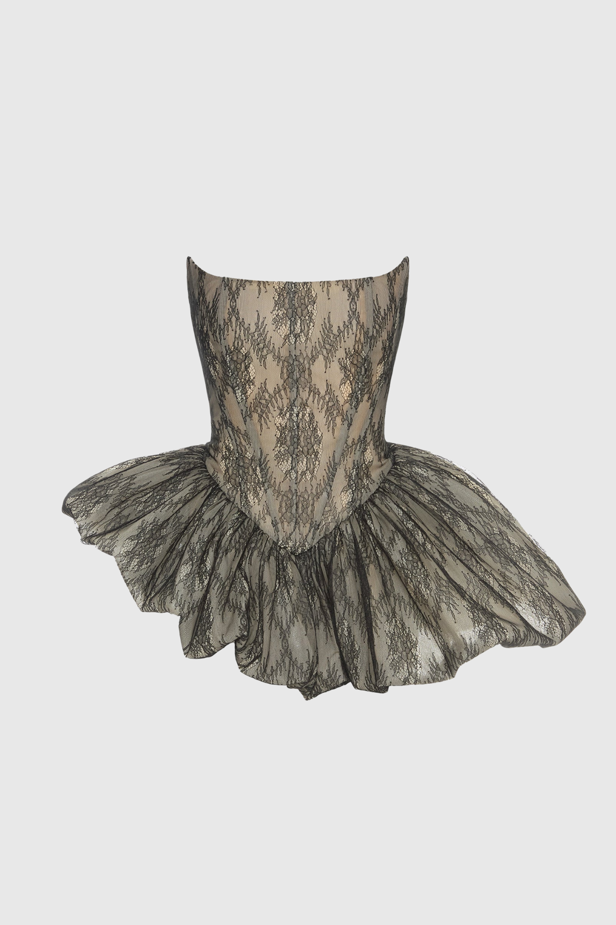 OrenthaLaceStraplessPuffMiniDress_2 ORENTHA LACE STRAPLESS PUFF MINI DRESS