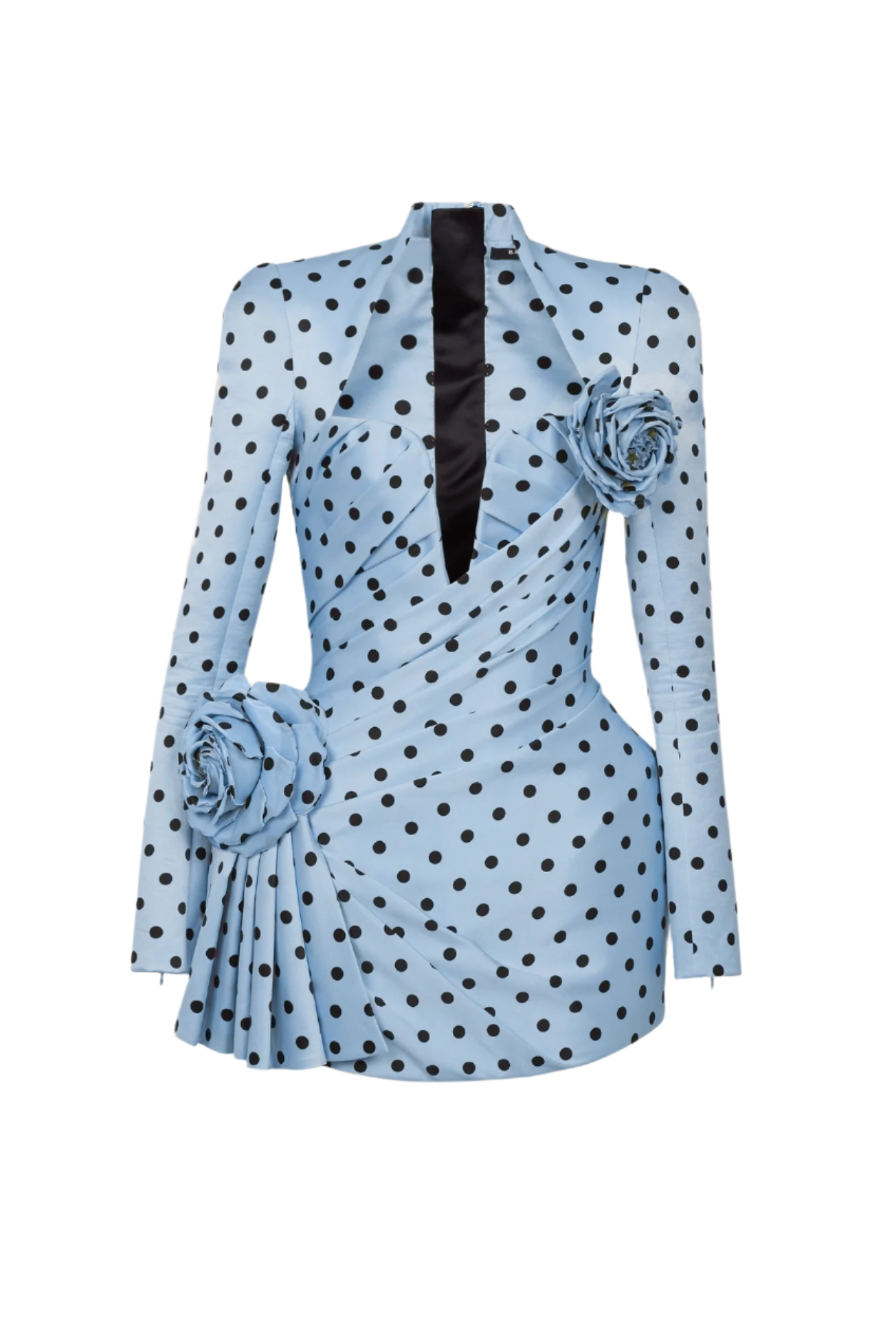 BLUE POLKA DOT SATIN MINI DRESS FOR COCKTAIL