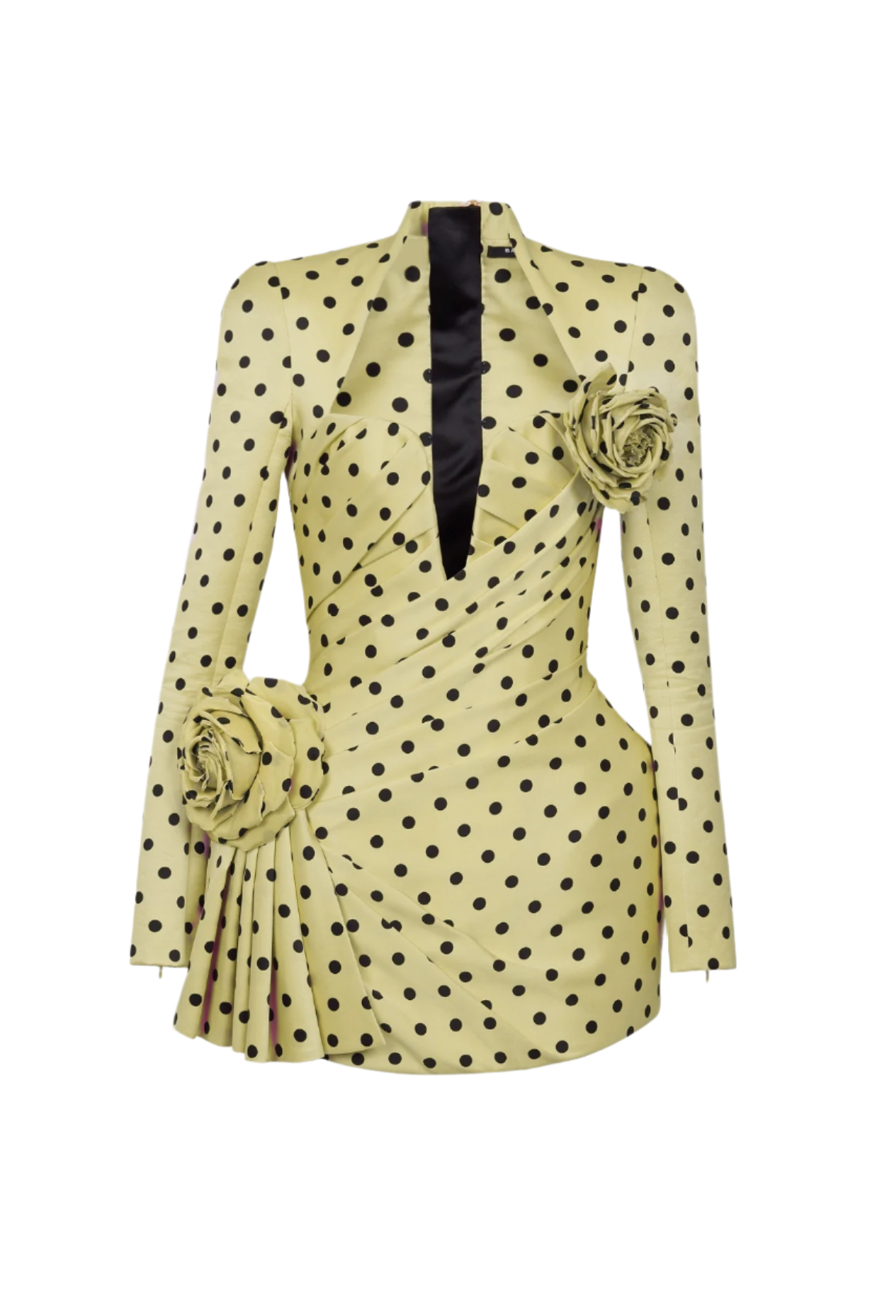 YELLOW POLKA DOT SATIN MINI DRESS FOR PARTIES