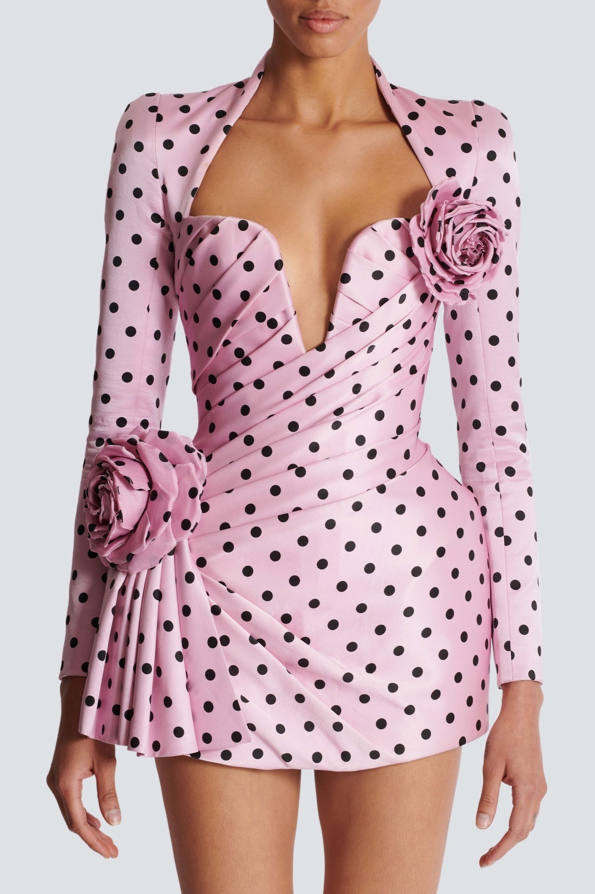 OSTELLE POLKA DOT SATIN MINI DRESS