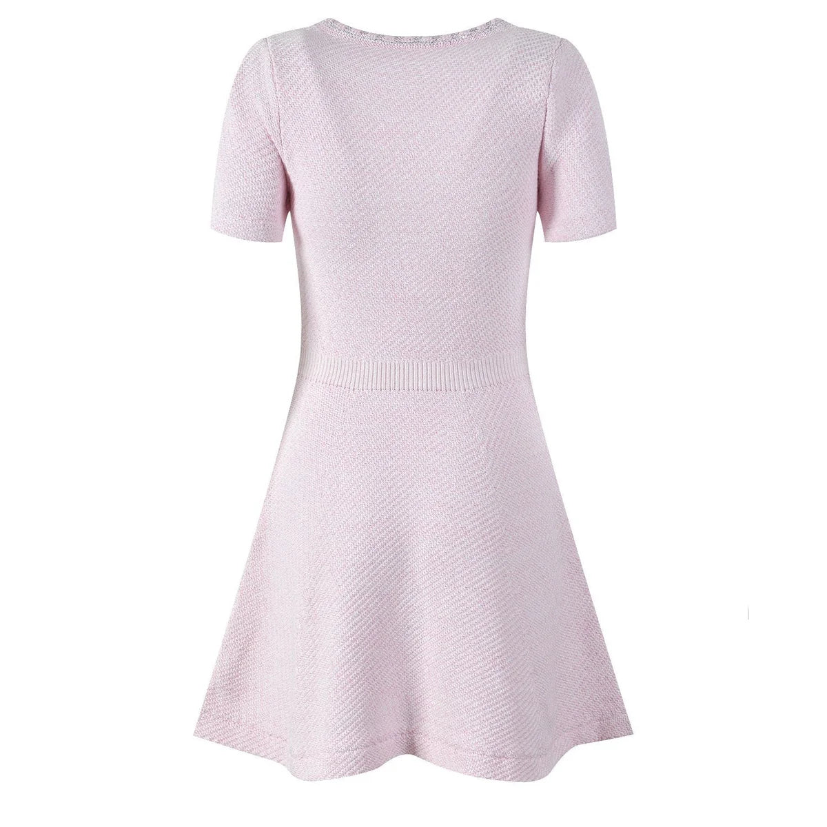 KARINE PINK V-NECK KNIT MINI DRESS