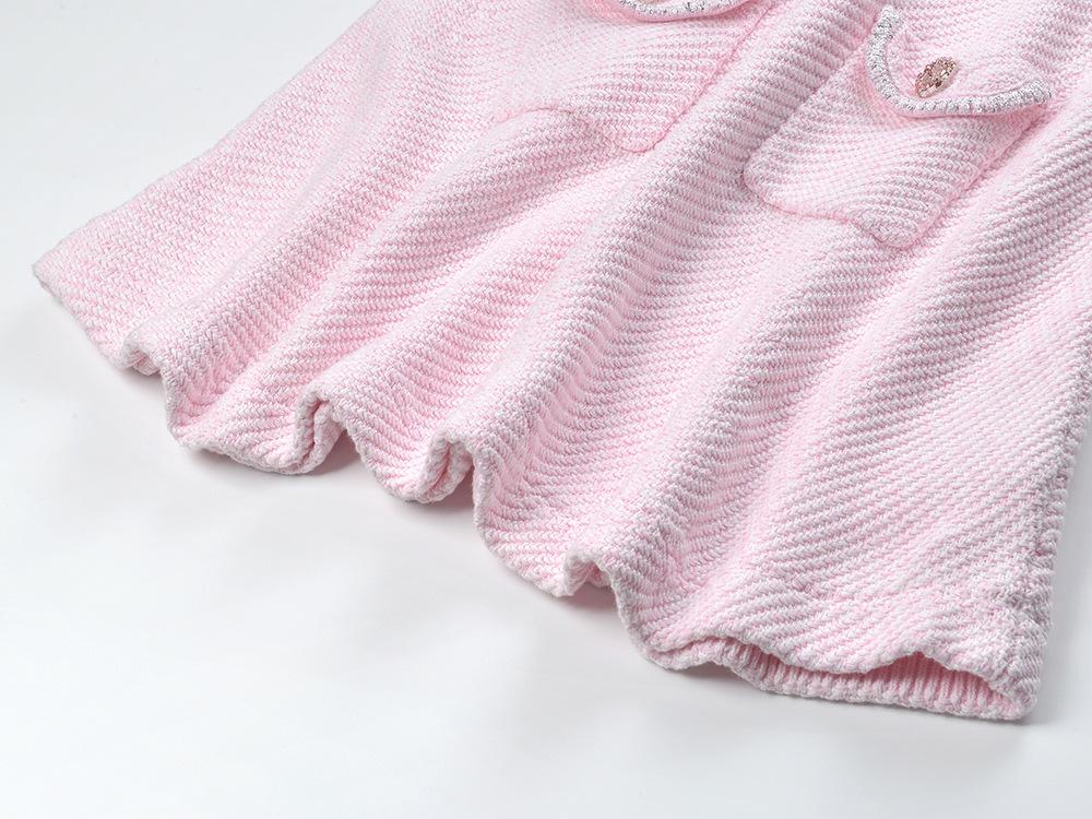 KARINE PINK V-NECK KNIT MINI DRESS