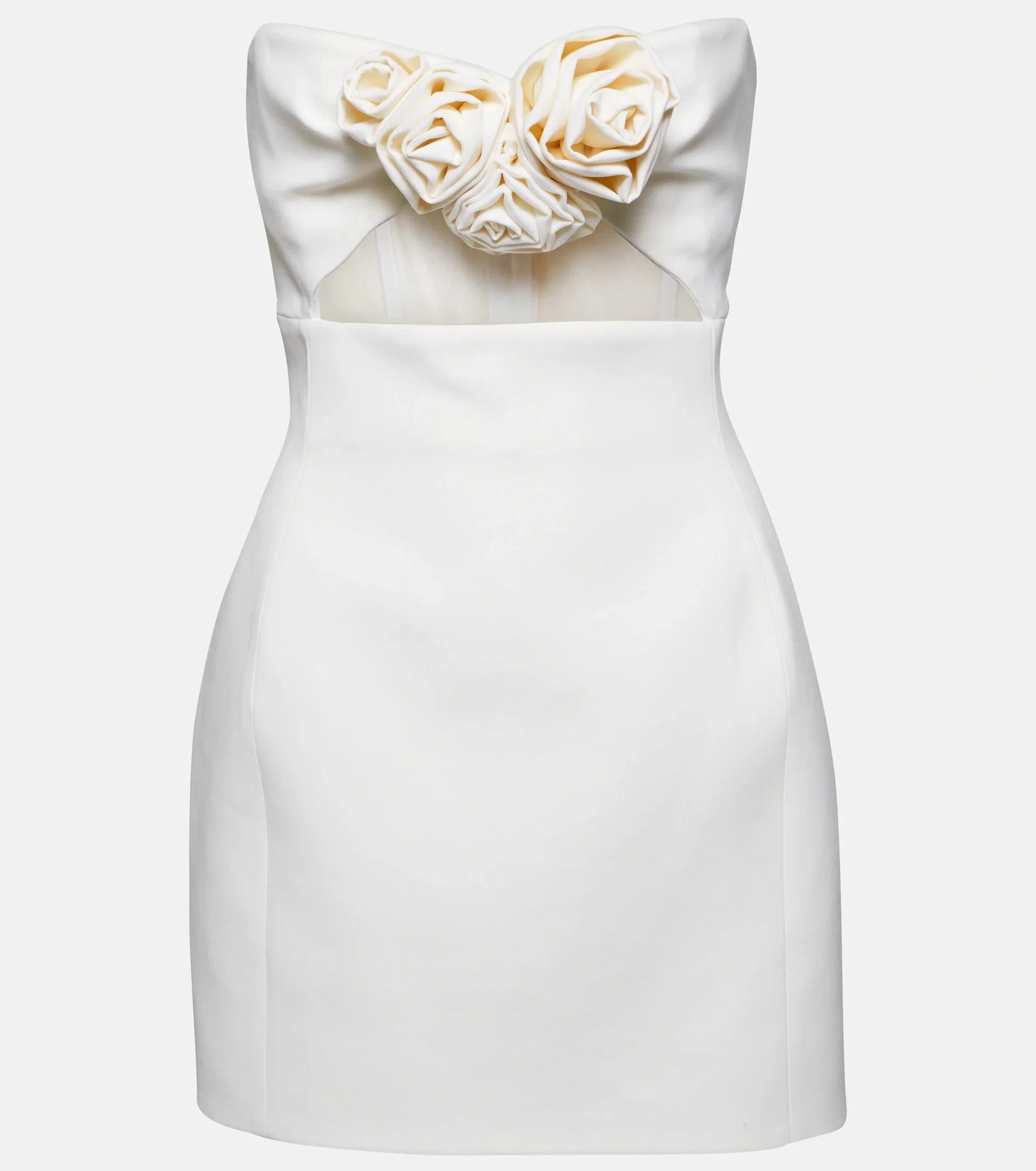 TWIN ARCHIVES WHITE FLORAL APPLIQUÉ MINI DRESS