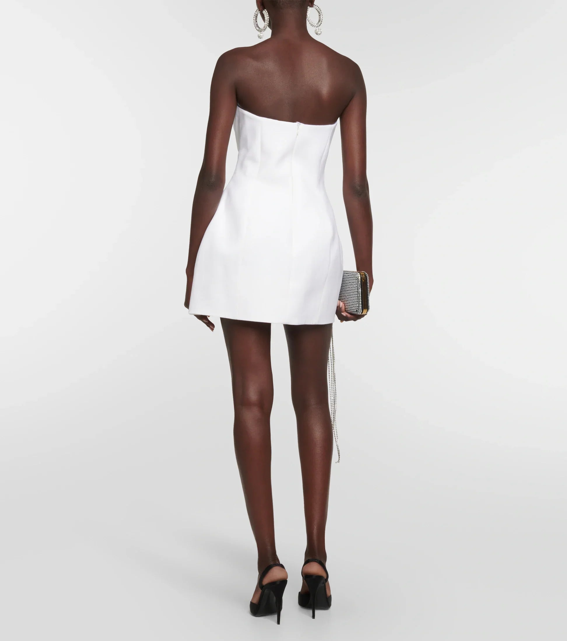 TWIN ARCHIVES WHITE FLORAL APPLIQUÉ MINI DRESS