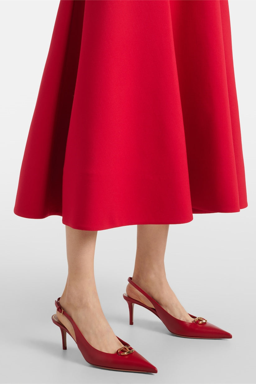 RED EMBELLISHED FLORAL MIDI DRESS FOR PARTY