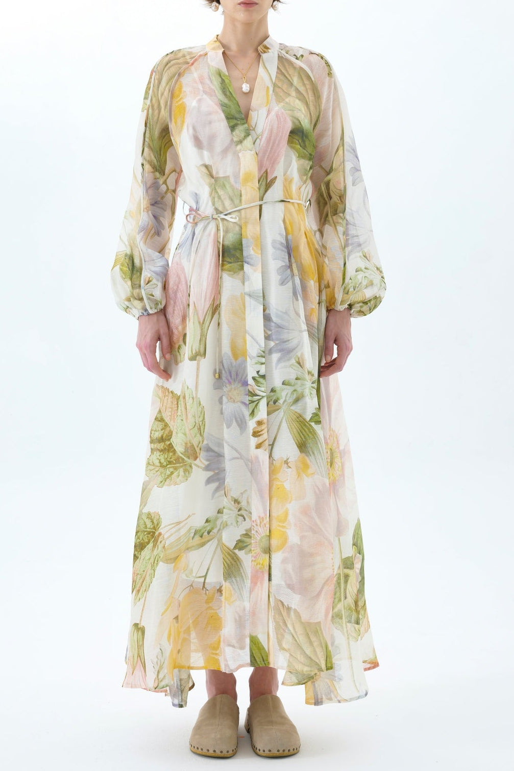 P1969854 VICTORIA FLORAL LANTERN SLEEVE MAXI DRESS