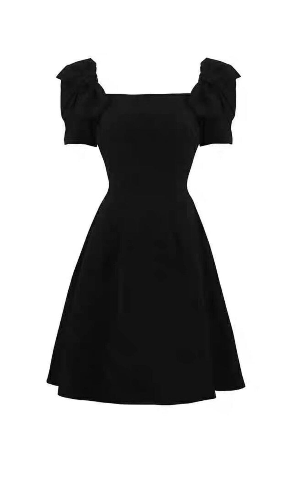 PATCHWORK BOW MIDI DRESS BLACK COCKTAIL