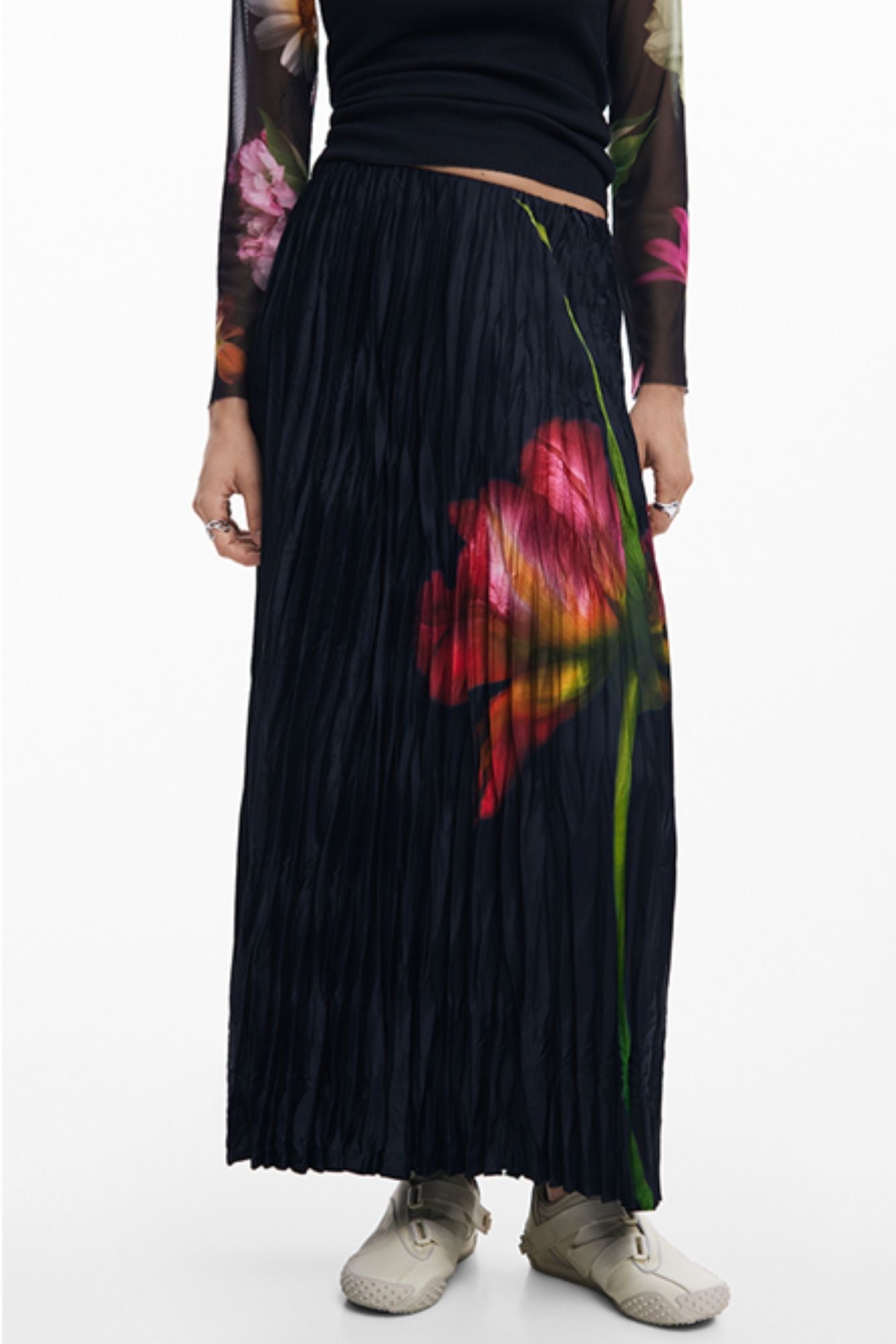 PE25-desigual-25SWFW062000 ZANNA PRINT PLEATED SKIRT FOR BLACK-TIE EVENTS
