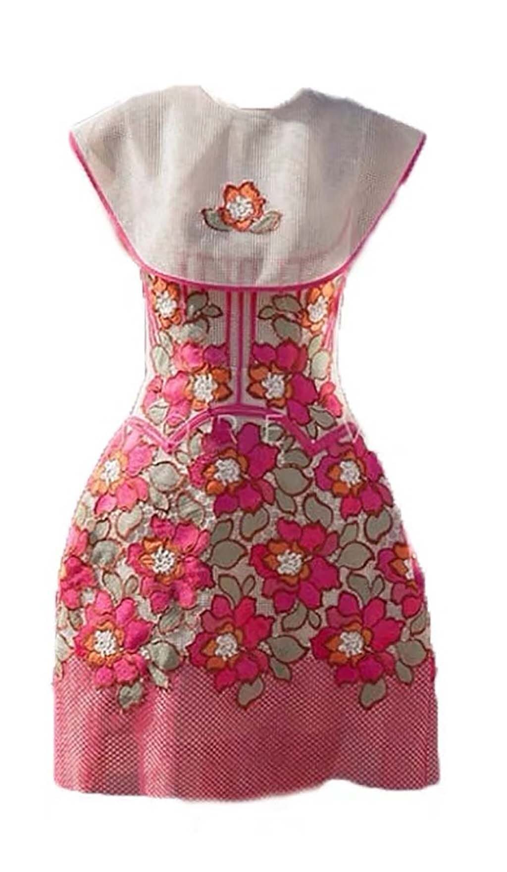 PETALS EMBROIDERED HEM MIDI DRESS FOR WEDDING