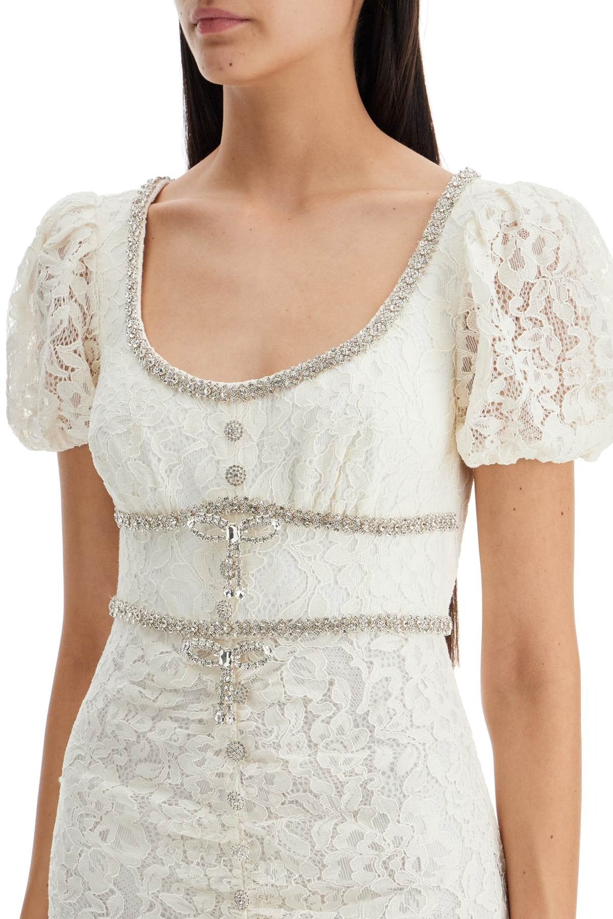 GLITTERING LACE MERMAID MIDI DRESS FOR WEDDING GUEST