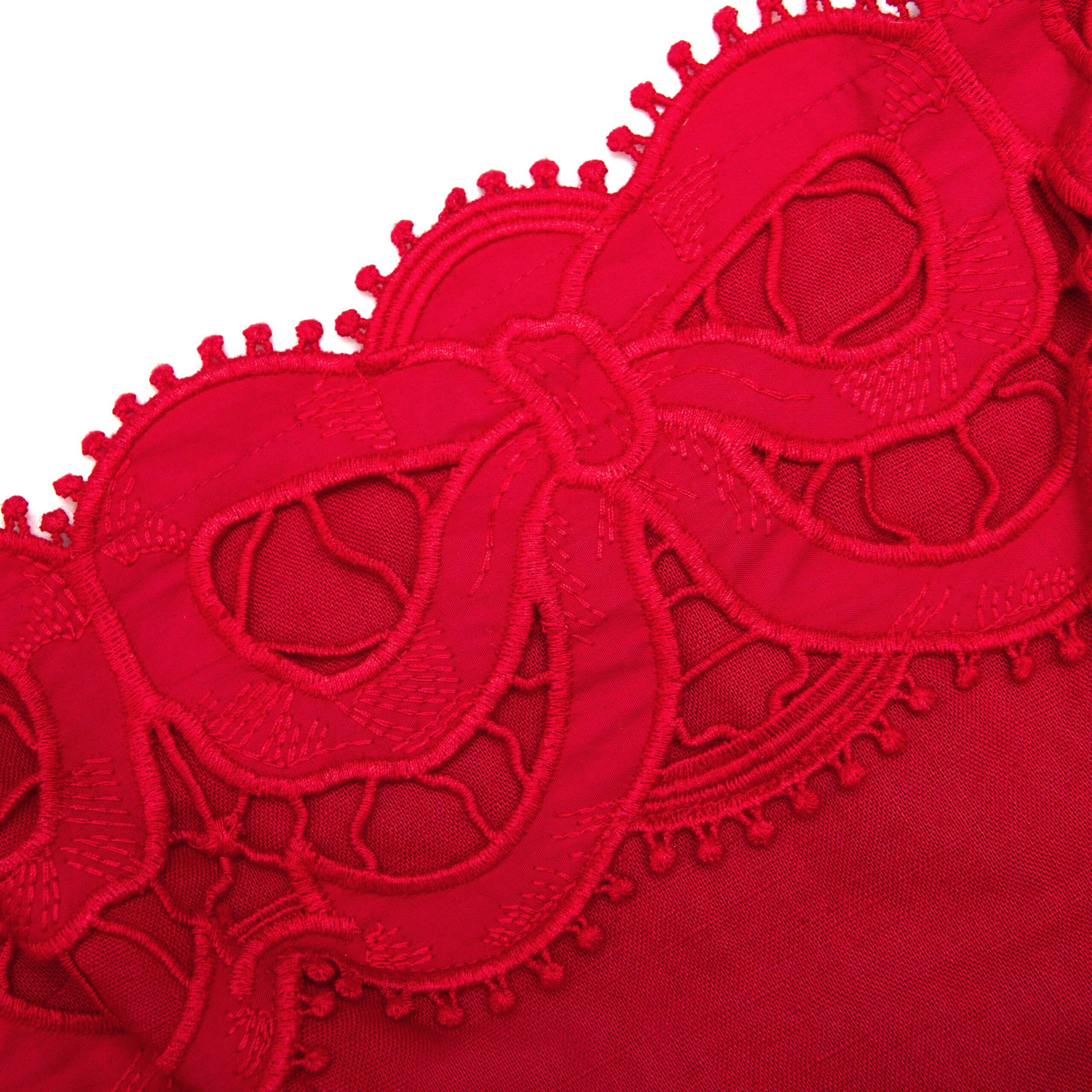 RED LINEN LACE MINI DRESS FOR WEDDING