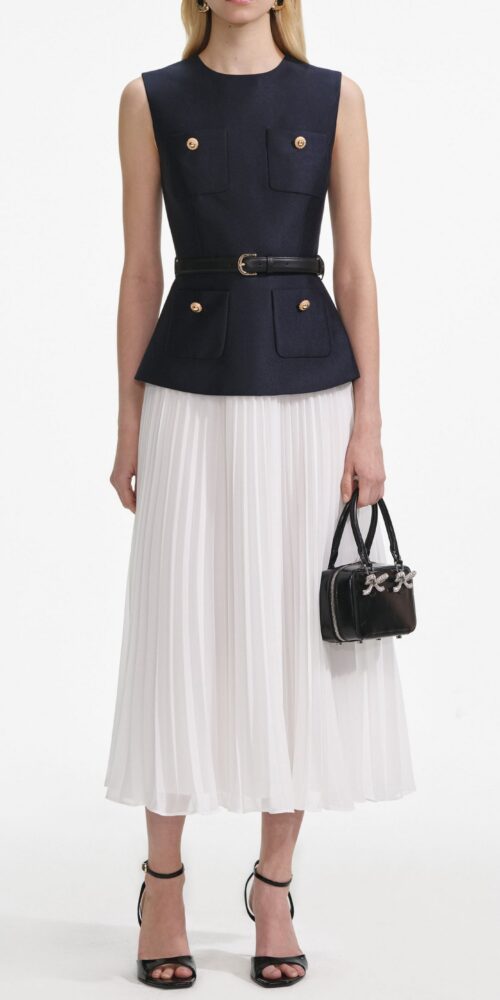 penny Navy Taffeta Midi Dress