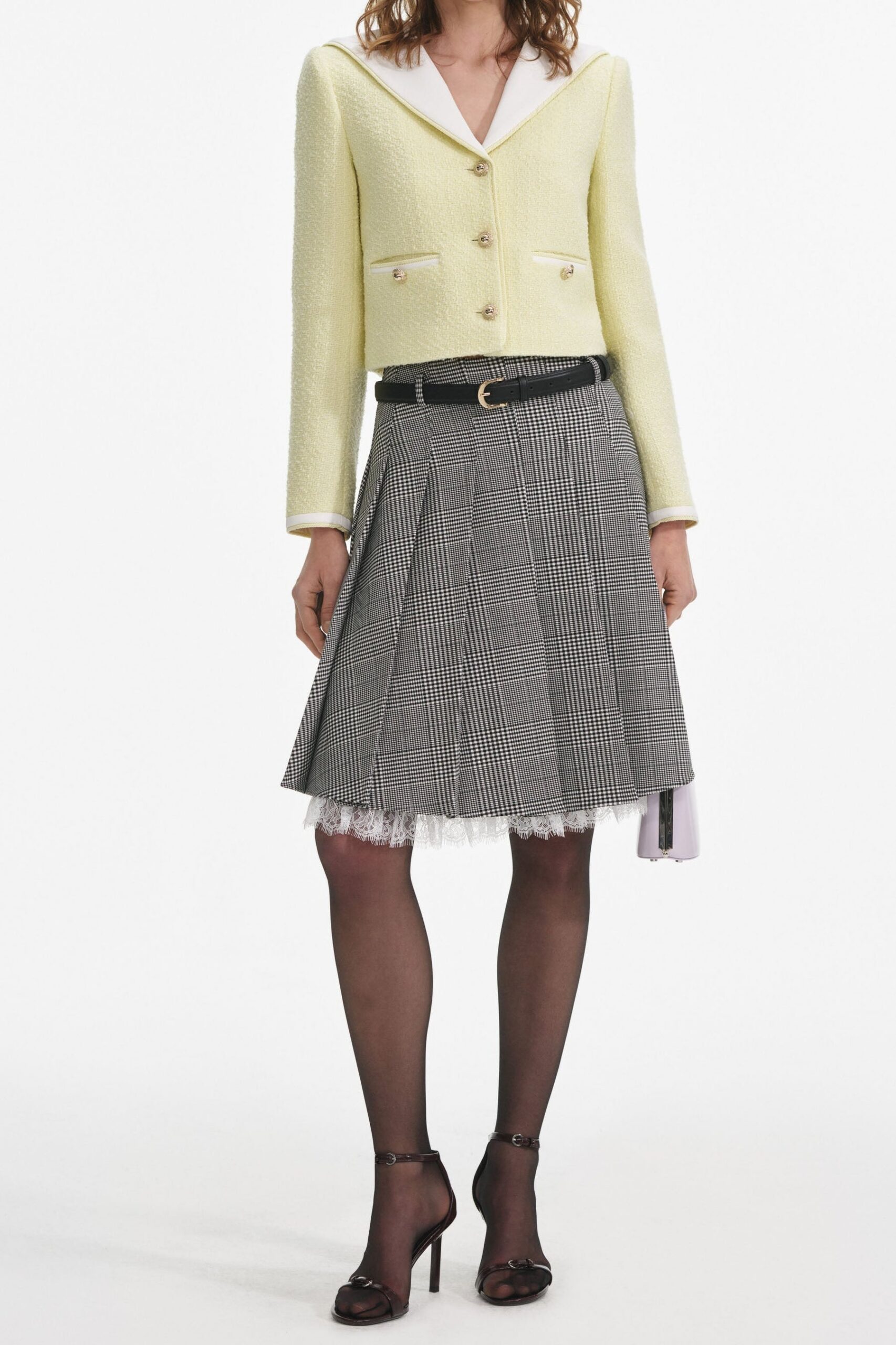 PF25-034J-Y-1 SIGRID YELLOW BOUCLE COLLAR JACKET - CASUAL CHIC