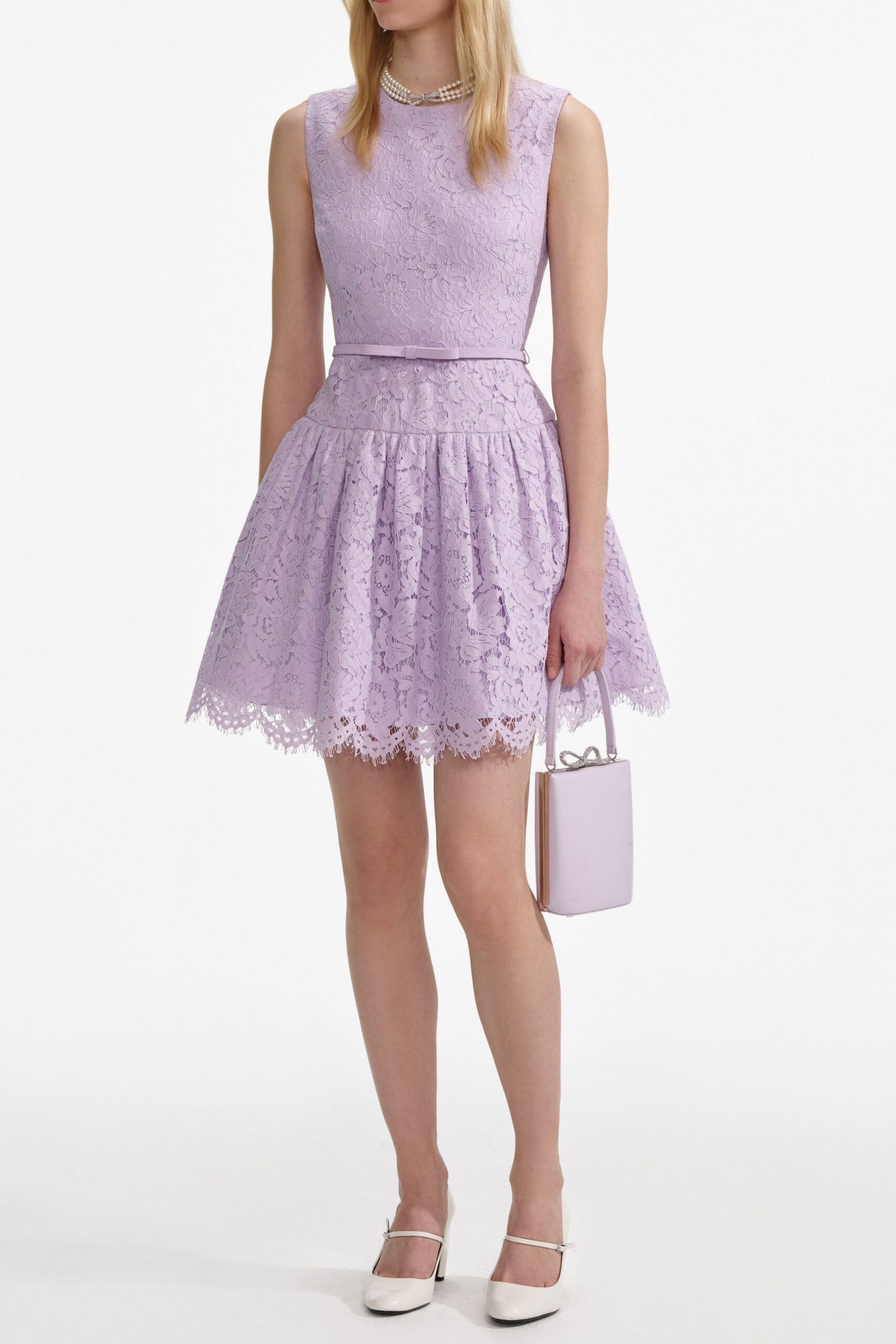 ZORA LACE SLEEVELESS MINI DRESS - LILAC COCKTAIL PARTY