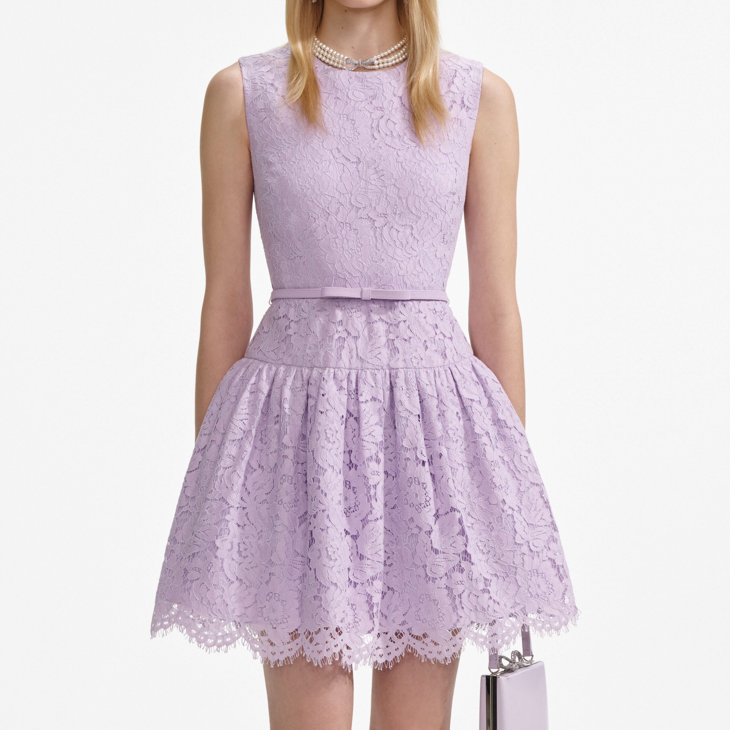 ZORA LACE SLEEVELESS MINI DRESS - LILAC COCKTAIL PARTY