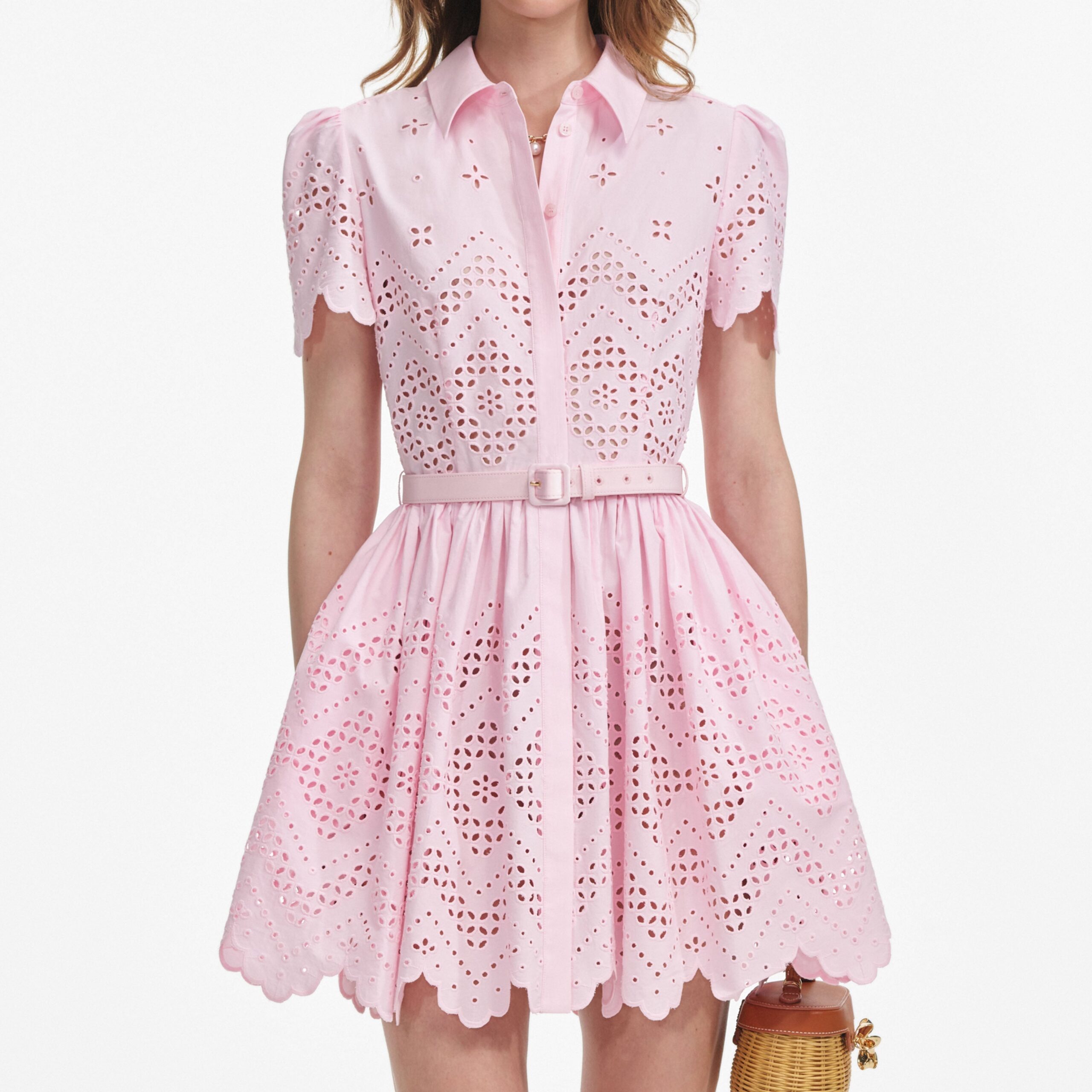 CHERYL PINK BRODERIE MINI DRESS FOR SUMMER