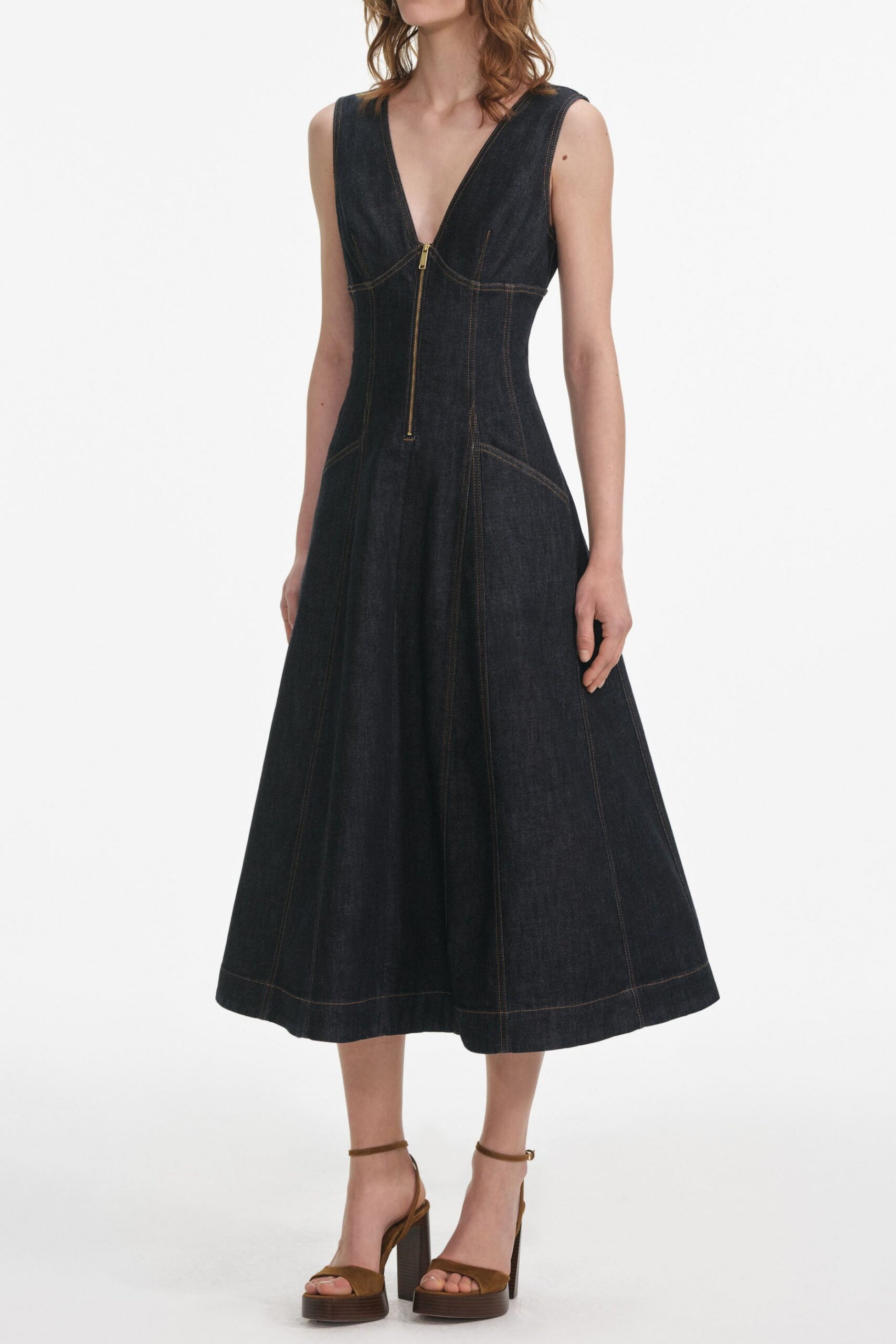 PF25-801M-BL-2 SALLY INDIGO DENIM MIDI DRESS CASUAL
