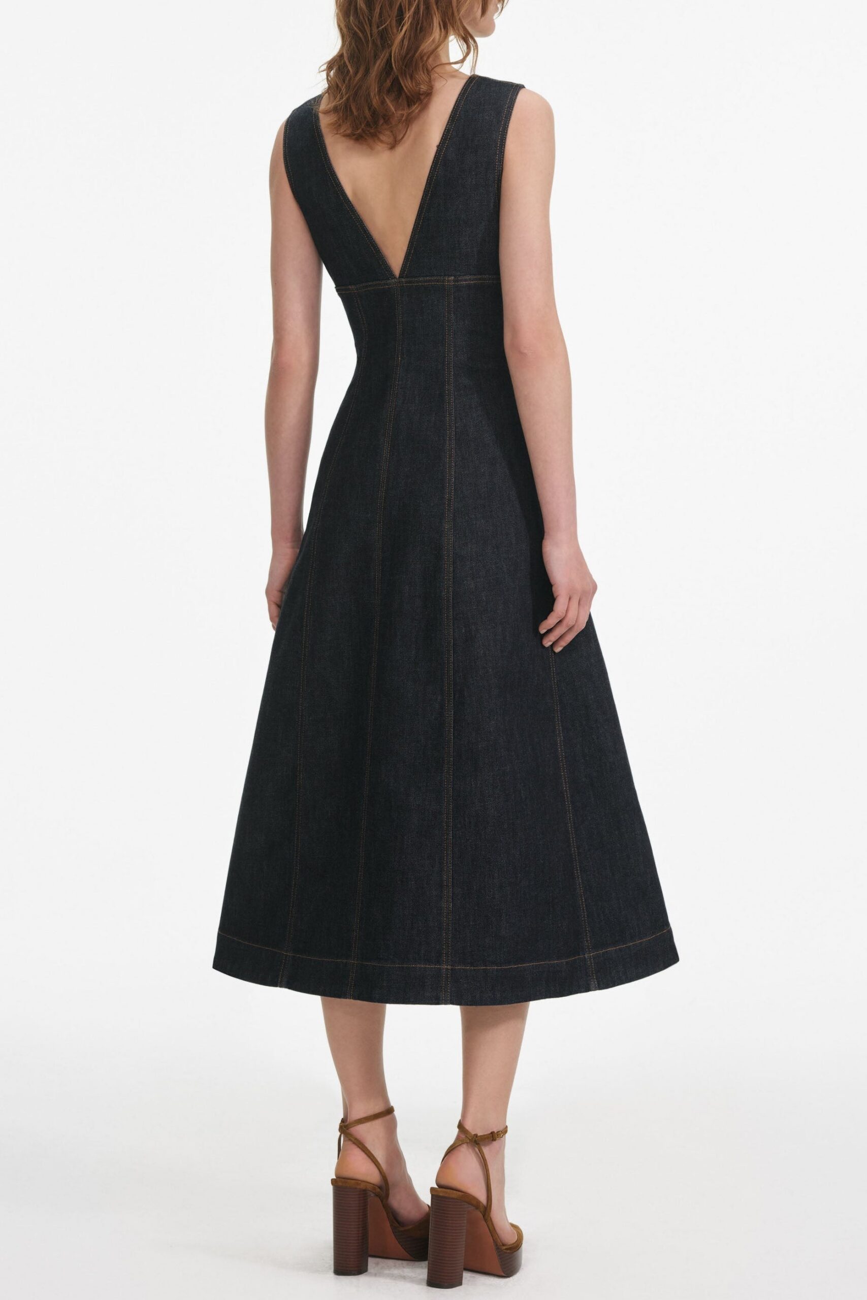 PF25-801M-BL-3 SALLY INDIGO DENIM MIDI DRESS CASUAL