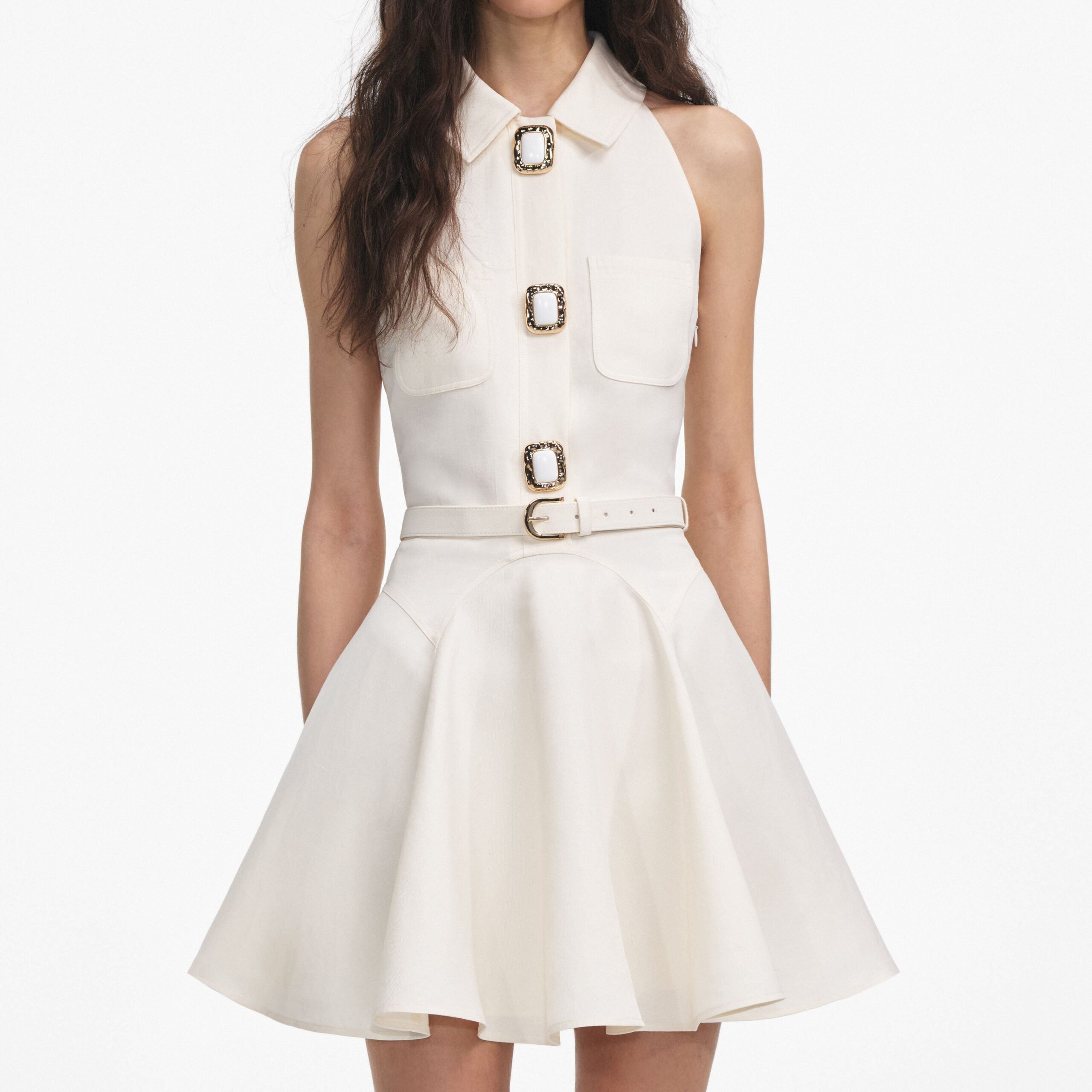 PATRICIA CREAM LINEN MINI DRESS FOR WEDDING GUEST