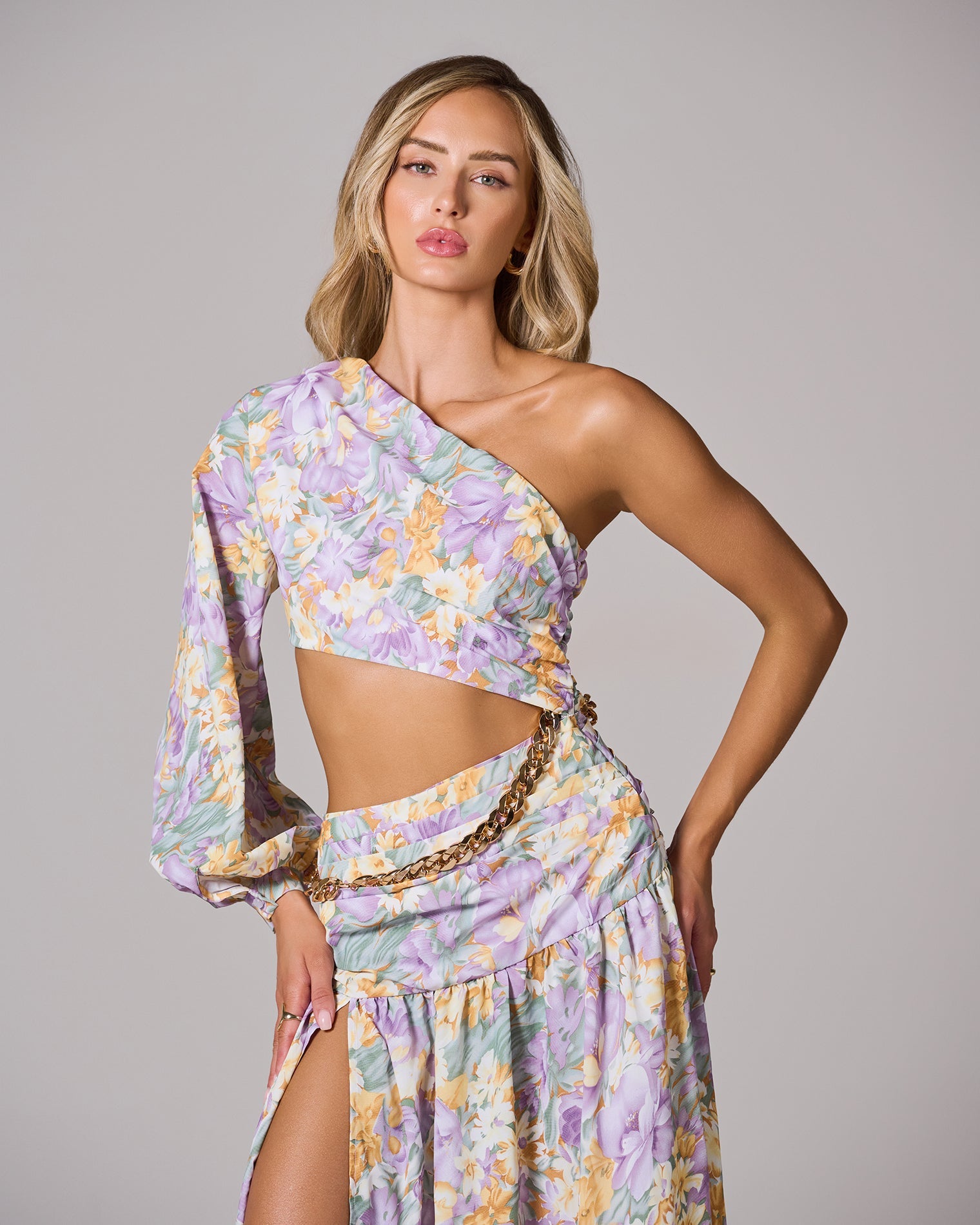 FLORAL ONE-SHOULDER MAXI DRESS FOR WEDDING GUEST