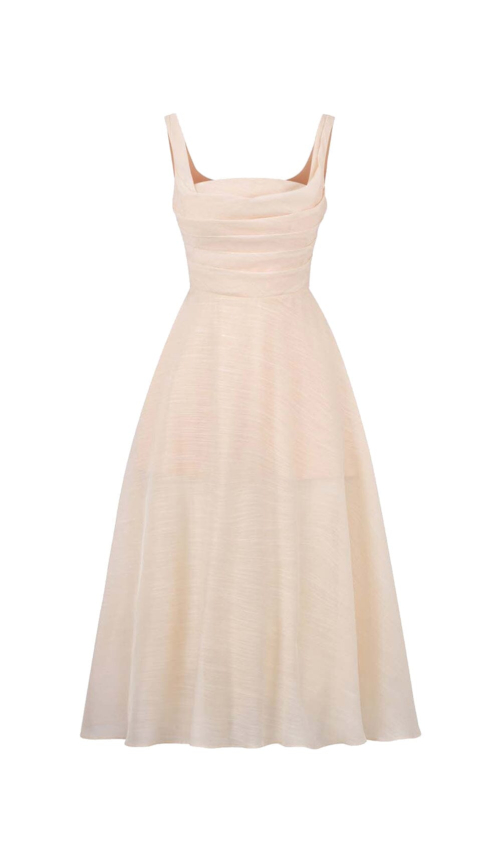WHITE PLEATED CAMI SLIM MIDI DRESS